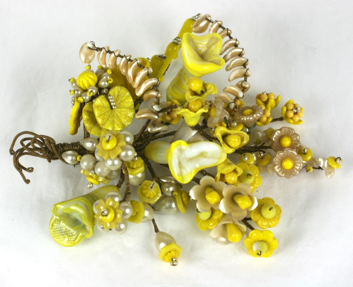  Miriam Haskell Early Floral Corsage Brooch In Excellent Condition For Sale In New York, NY