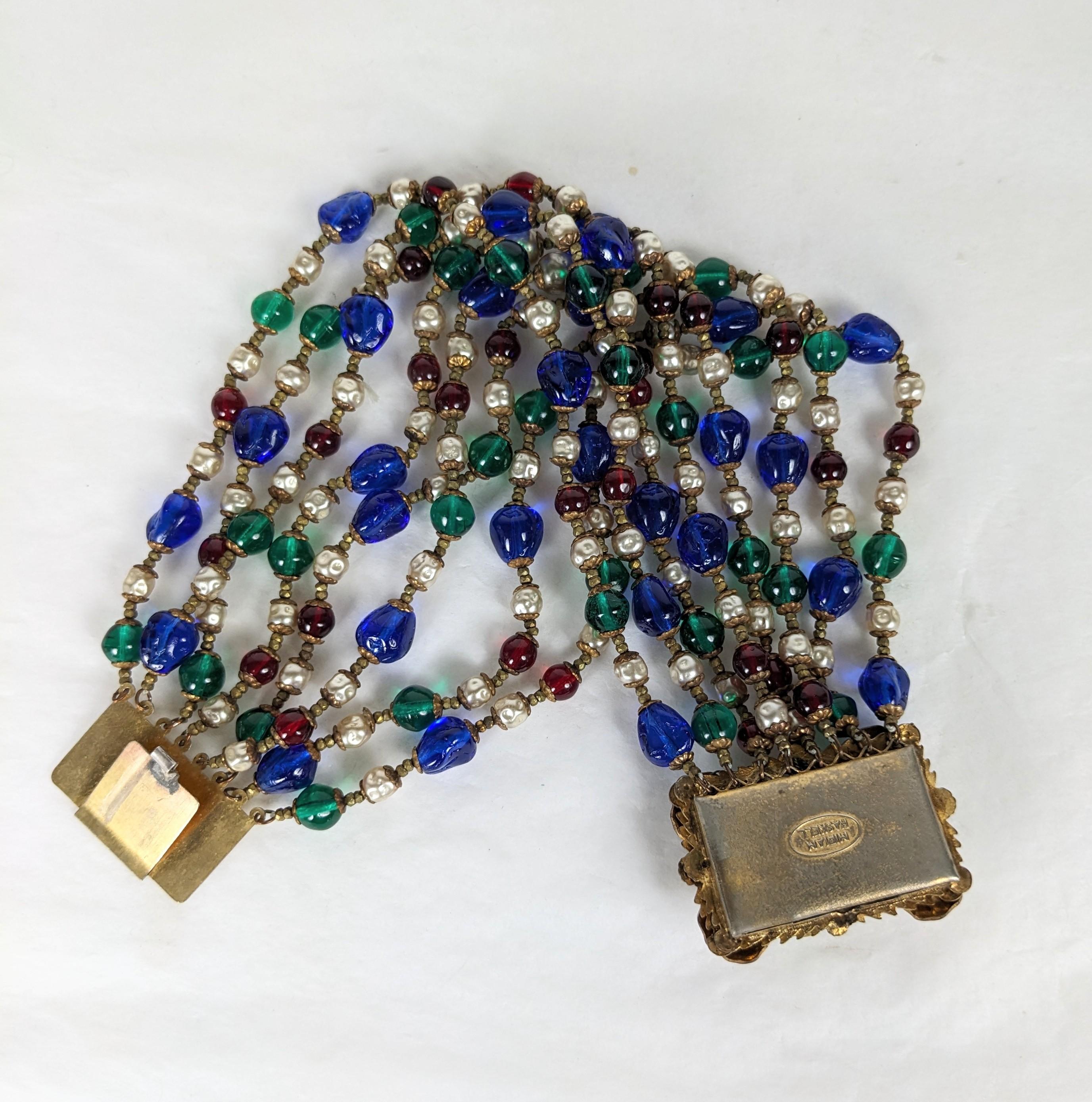 Miriam Haskell Elaborate Beaded Bracelet In Excellent Condition For Sale In New York, NY