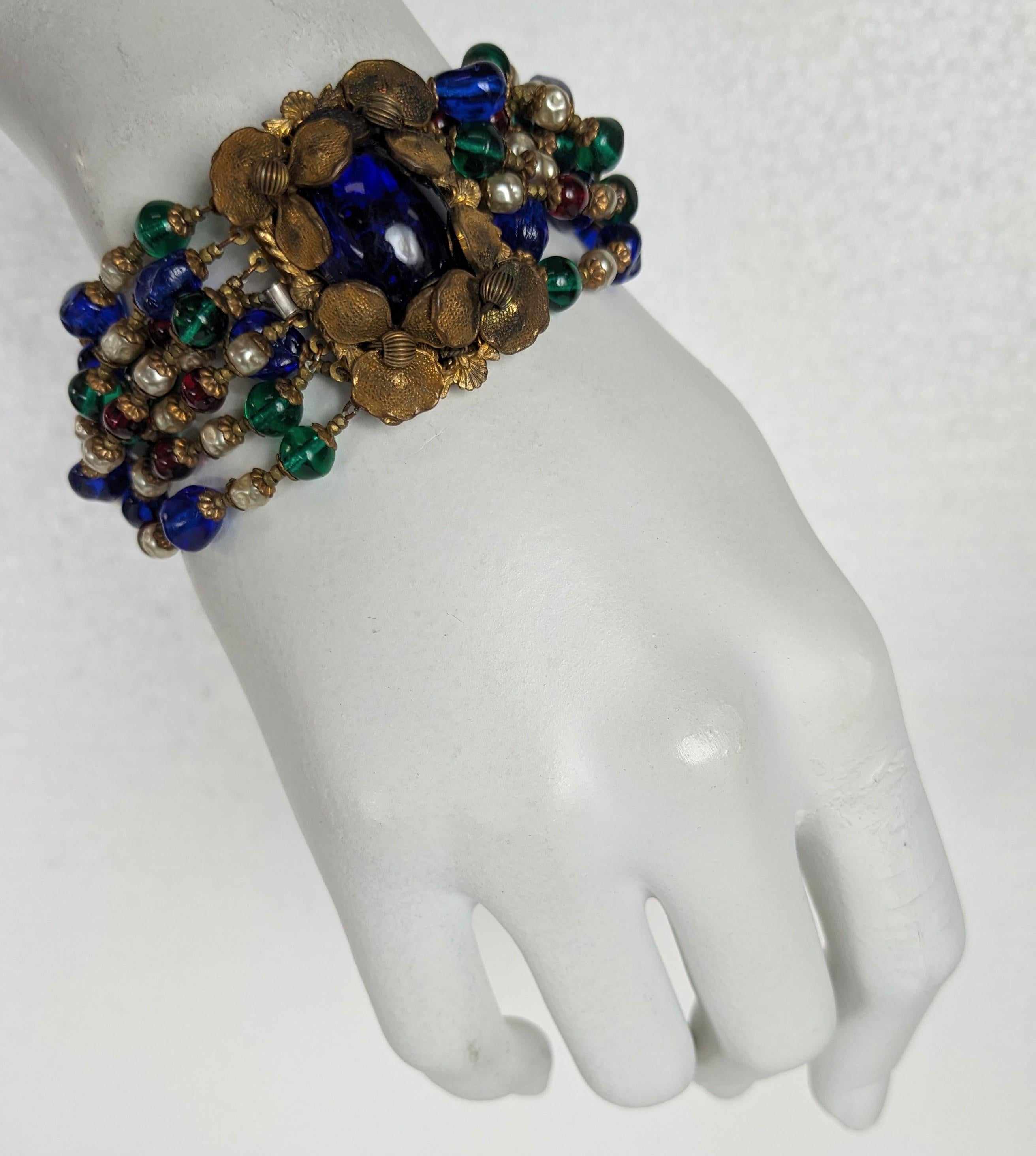 Women's or Men's Miriam Haskell Elaborate Beaded Bracelet For Sale