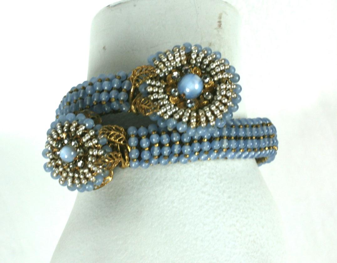 Miriam Haskell Elaborate Beaded Wrap Cuff Bracelet In Excellent Condition For Sale In New York, NY