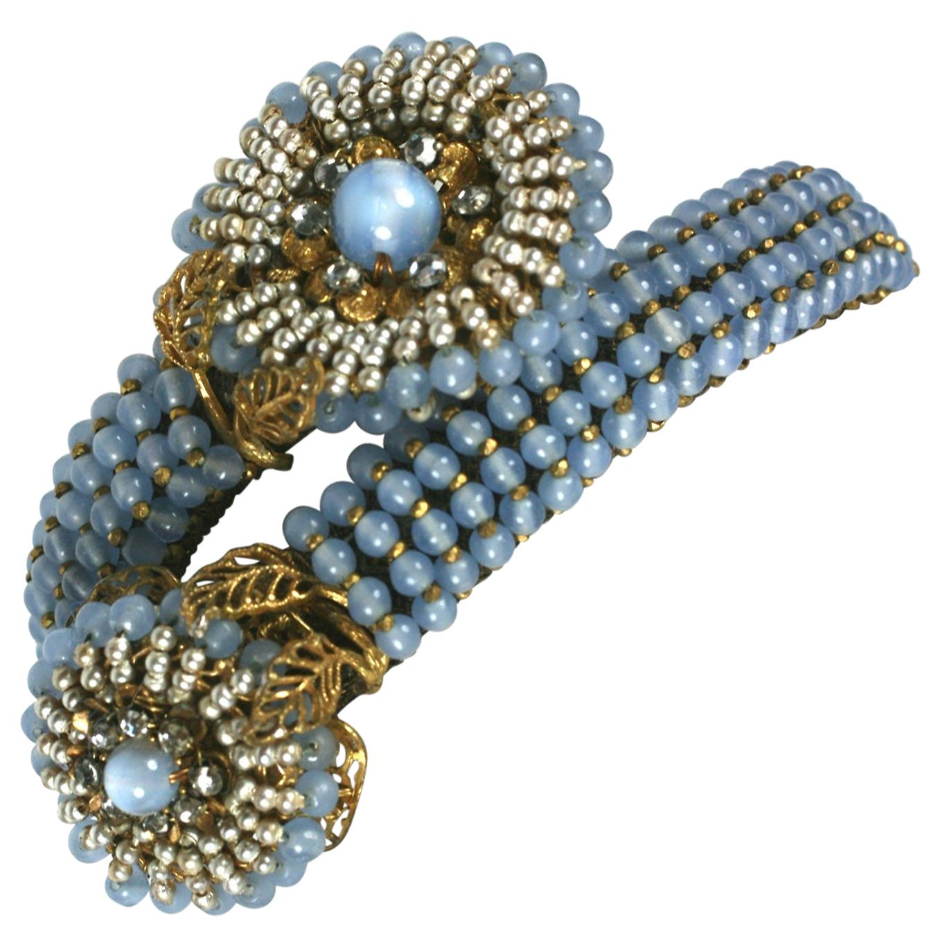 Miriam Haskell Elaborate Beaded Wrap Cuff Bracelet For Sale