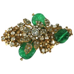 Miriam Haskell Elaborate Emerald Bud Bouquet Brooch