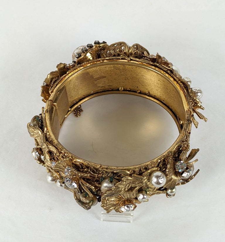 Miriam Haskell Elaborate Pearl Hinged Cuff Bracelet For Sale at 1stDibs