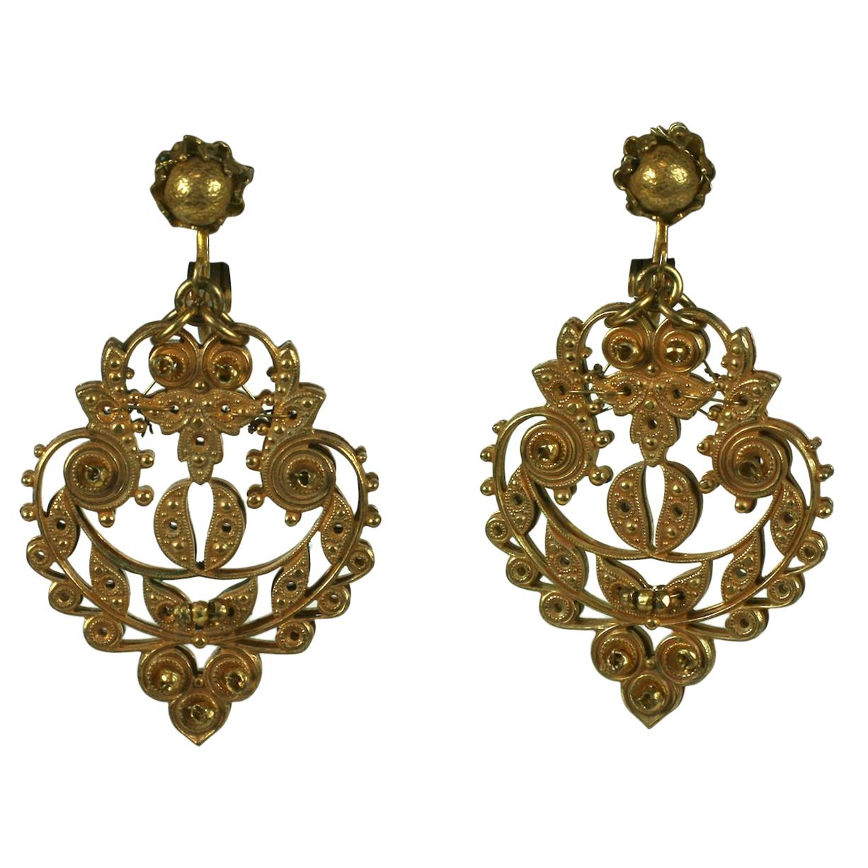 Miriam Haskell Etruscan Revival Pendant Earclips For Sale