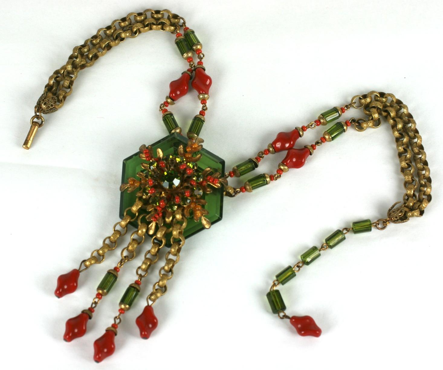 Rétro Collana con ciondolo in cristallo sfaccettato di Miriam Haskell in vendita