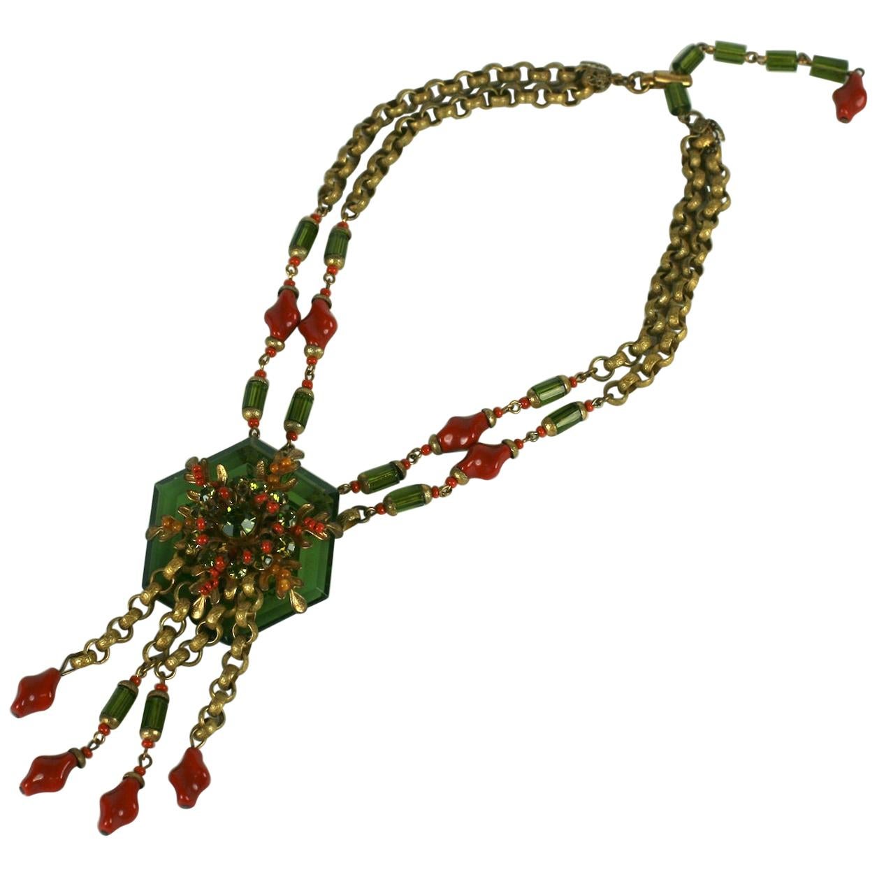 Collana con ciondolo in cristallo sfaccettato di Miriam Haskell in vendita