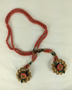 Miriam Haskell Faux Coral Lariat Clip