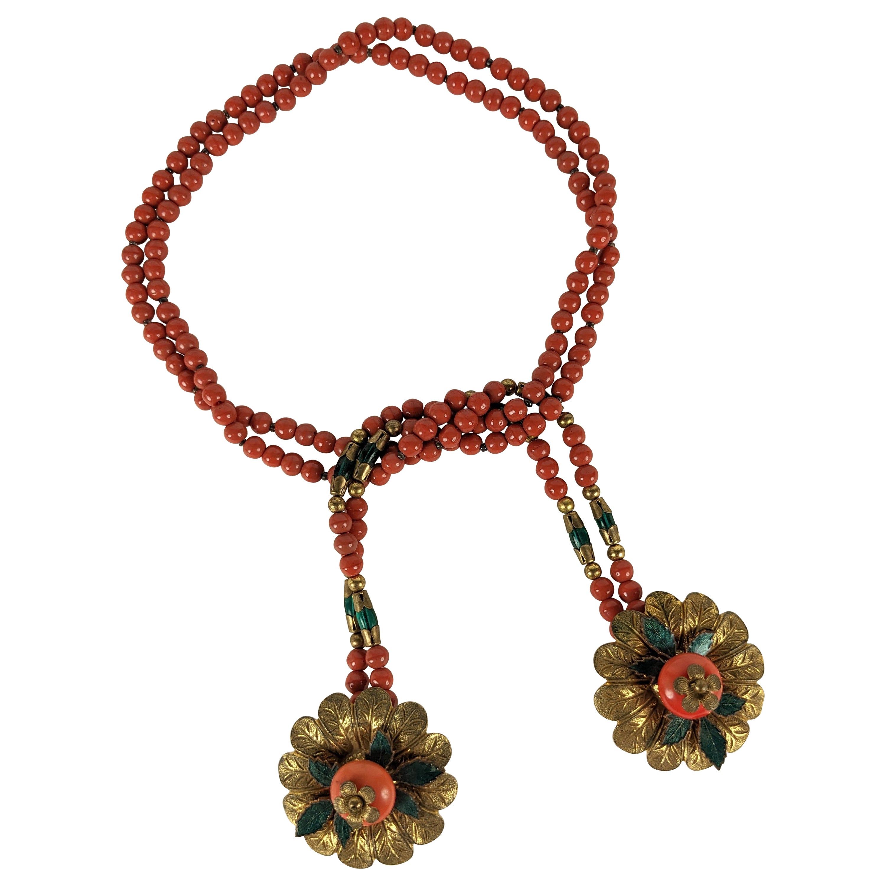 Miriam Haskell: Lariat-Clip aus Koralle im Angebot