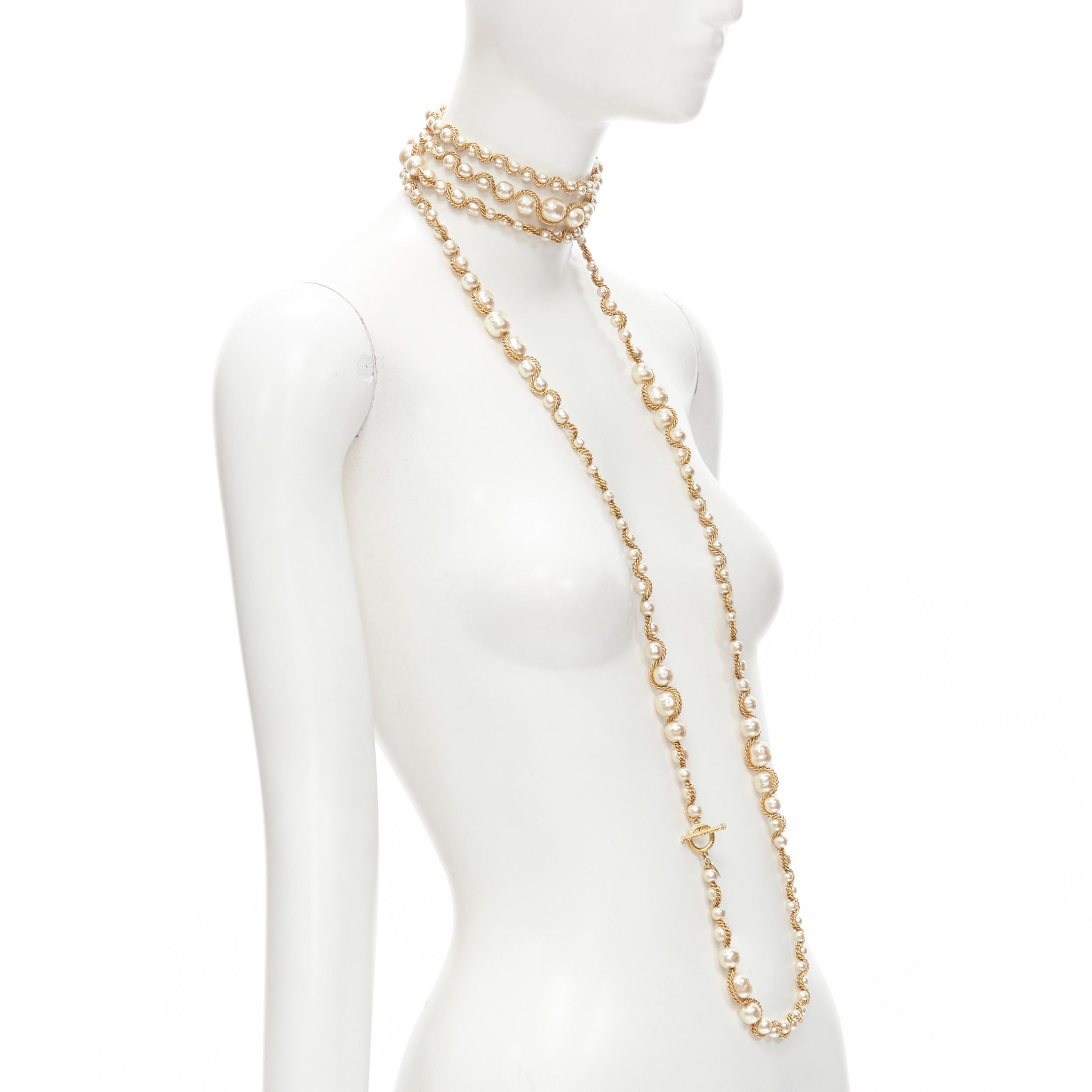 MIRIAM HASKELL faux pearl gold chain branded Sautoir necklace In Excellent Condition In Hong Kong, NT