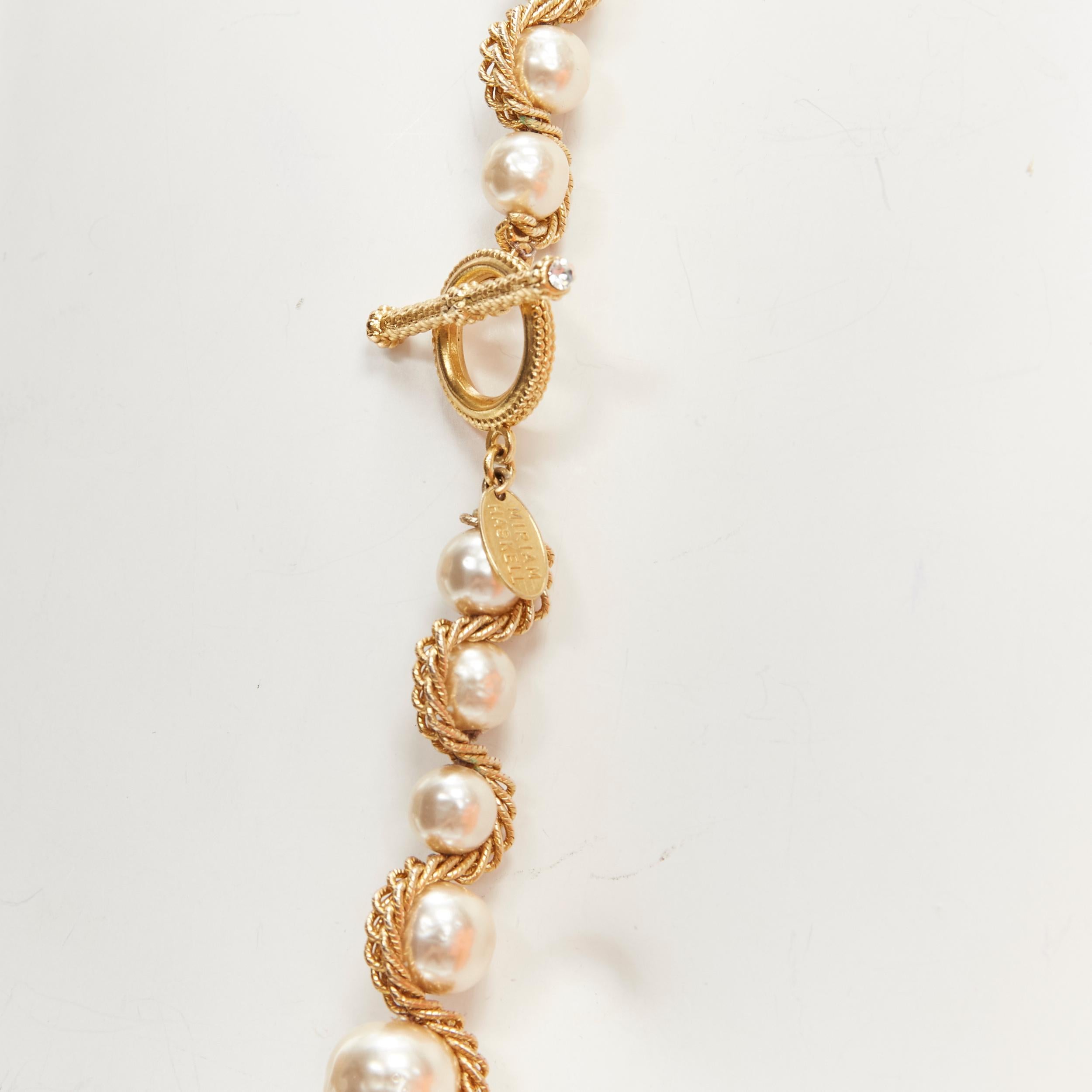 MIRIAM HASKELL faux pearl gold chain branded Sautoir necklace 3
