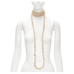 MIRIAM HASKELL Halskette aus Kunstperlen mit Goldkette mit Marke Sautoir