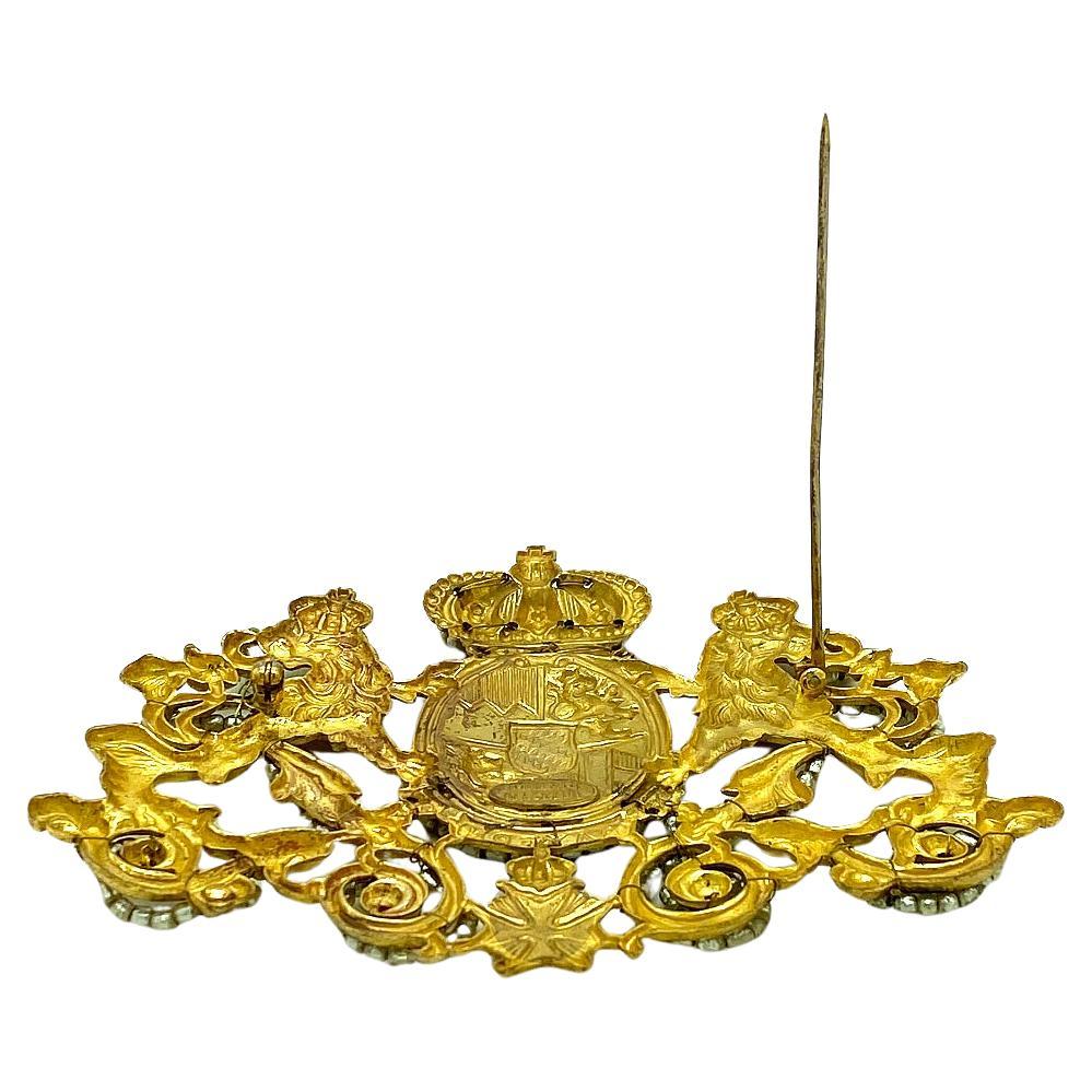 Bead Miriam Haskell Gilt Bayern Coat of Arms Brooch