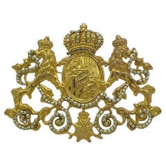 Miriam Haskell Gilt Bayern Coat of Arms Brooch