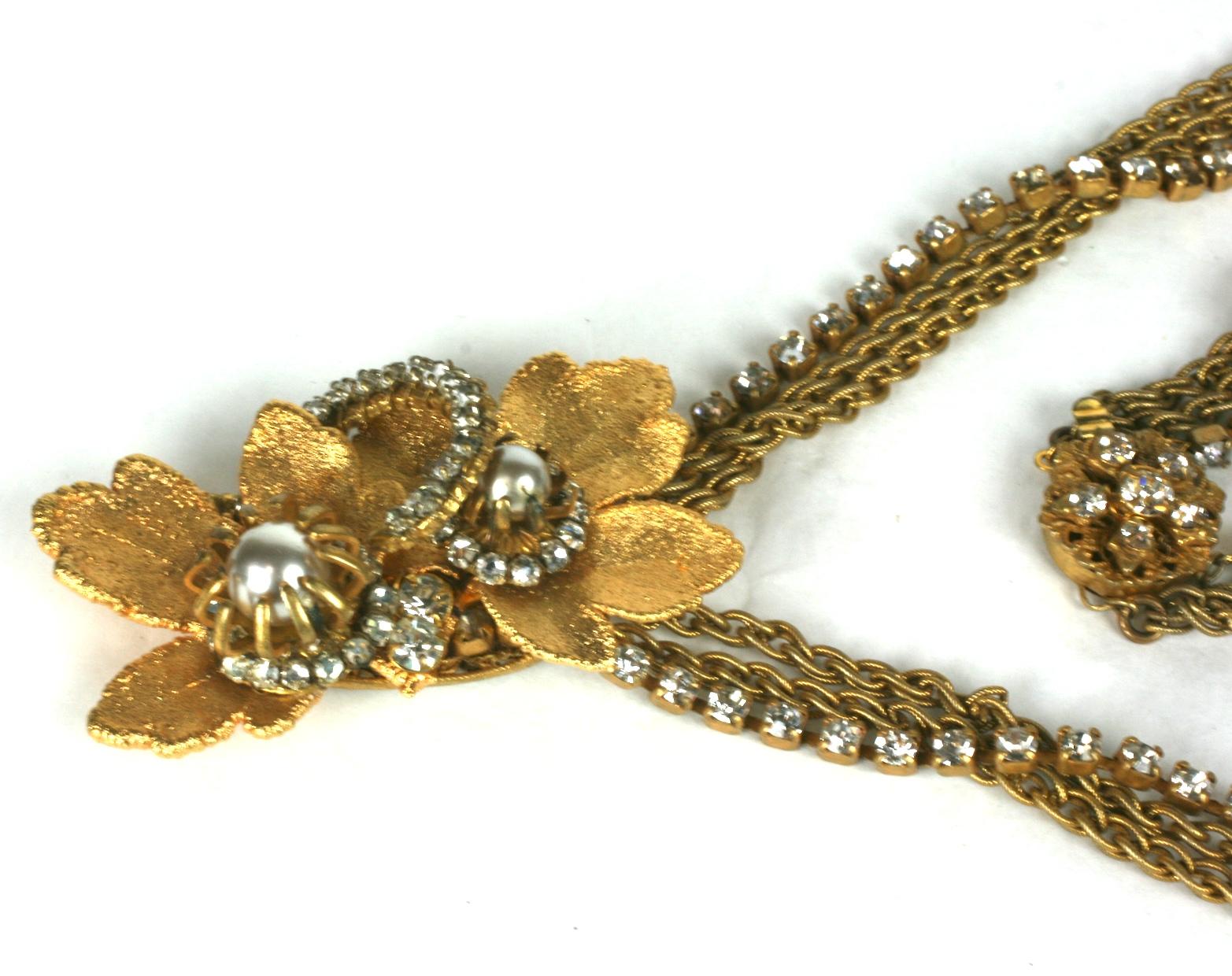 Miriam Haskell, collier pendentif feuilles dorées en vente 1