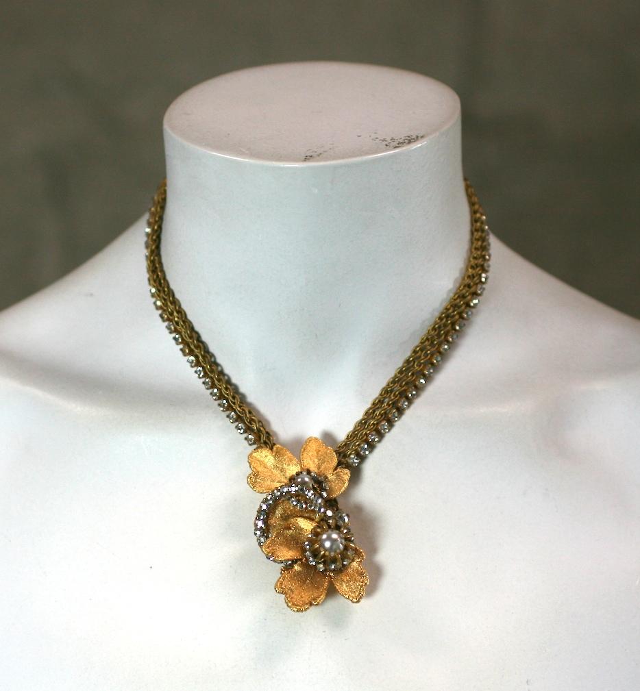 Miriam Haskell, collier pendentif feuilles dorées en vente 3