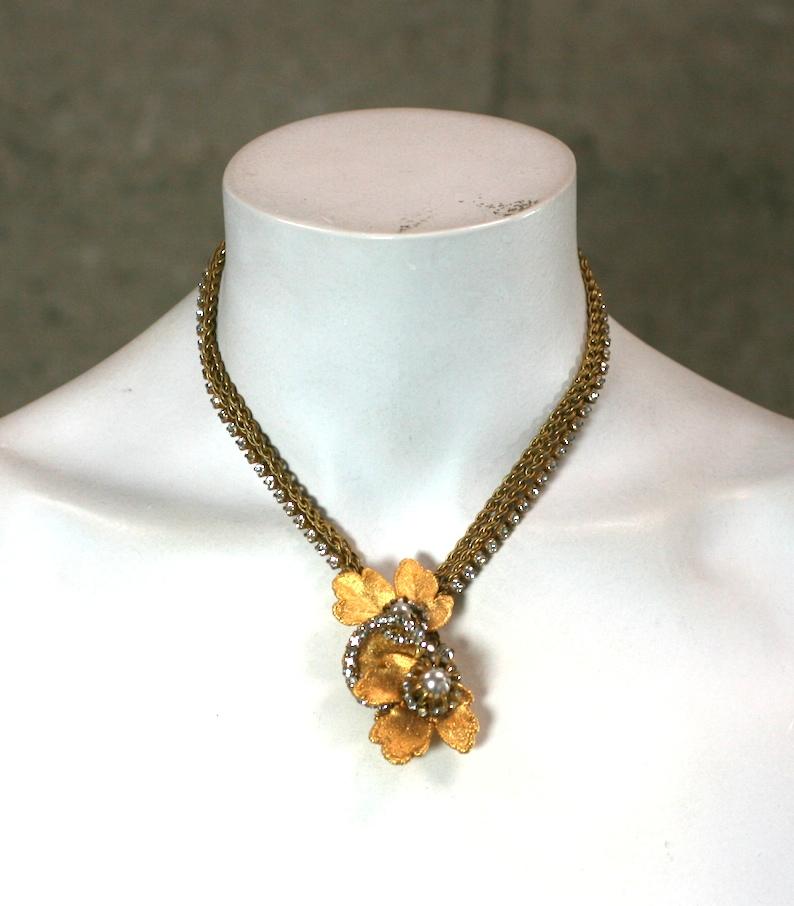 Miriam Haskell, collier pendentif feuilles dorées en vente 4