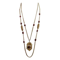 MIRIAM HASKELL gilt necklace with jasper
