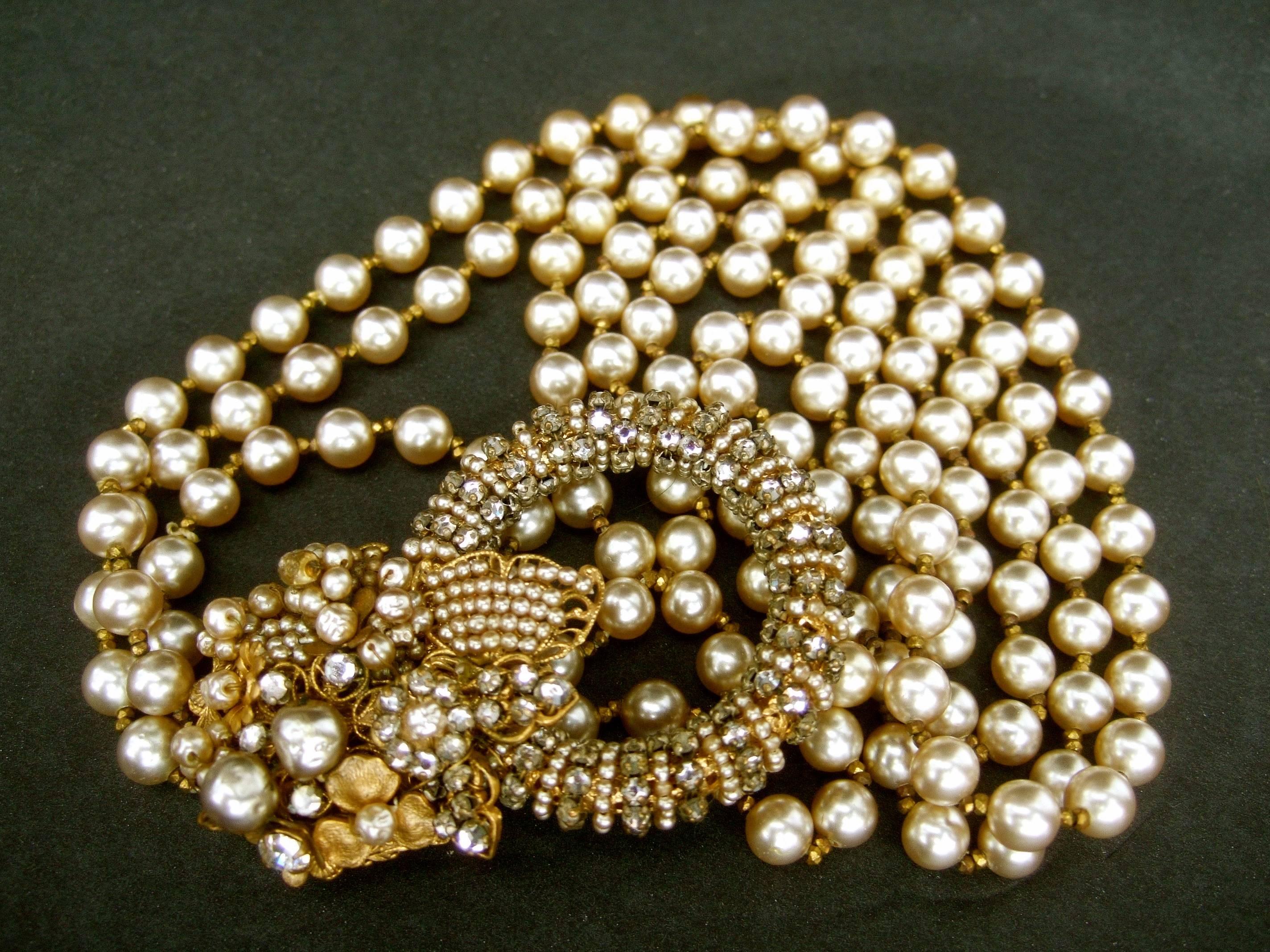Miriam Haskell Glass Pearl Choker Necklace circa 1950s 5