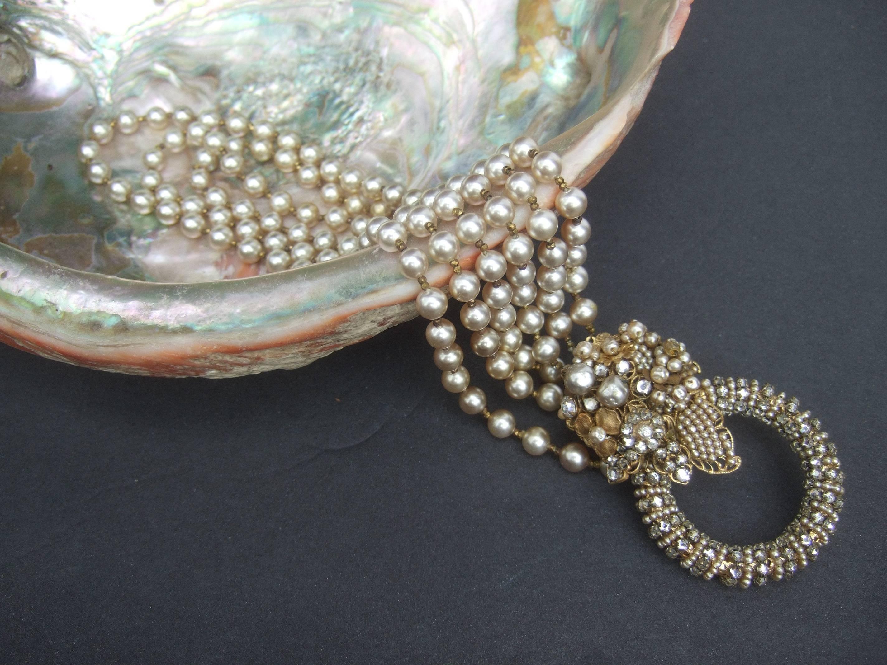 Miriam Haskell Glass Pearl Choker Necklace circa 1950s 6