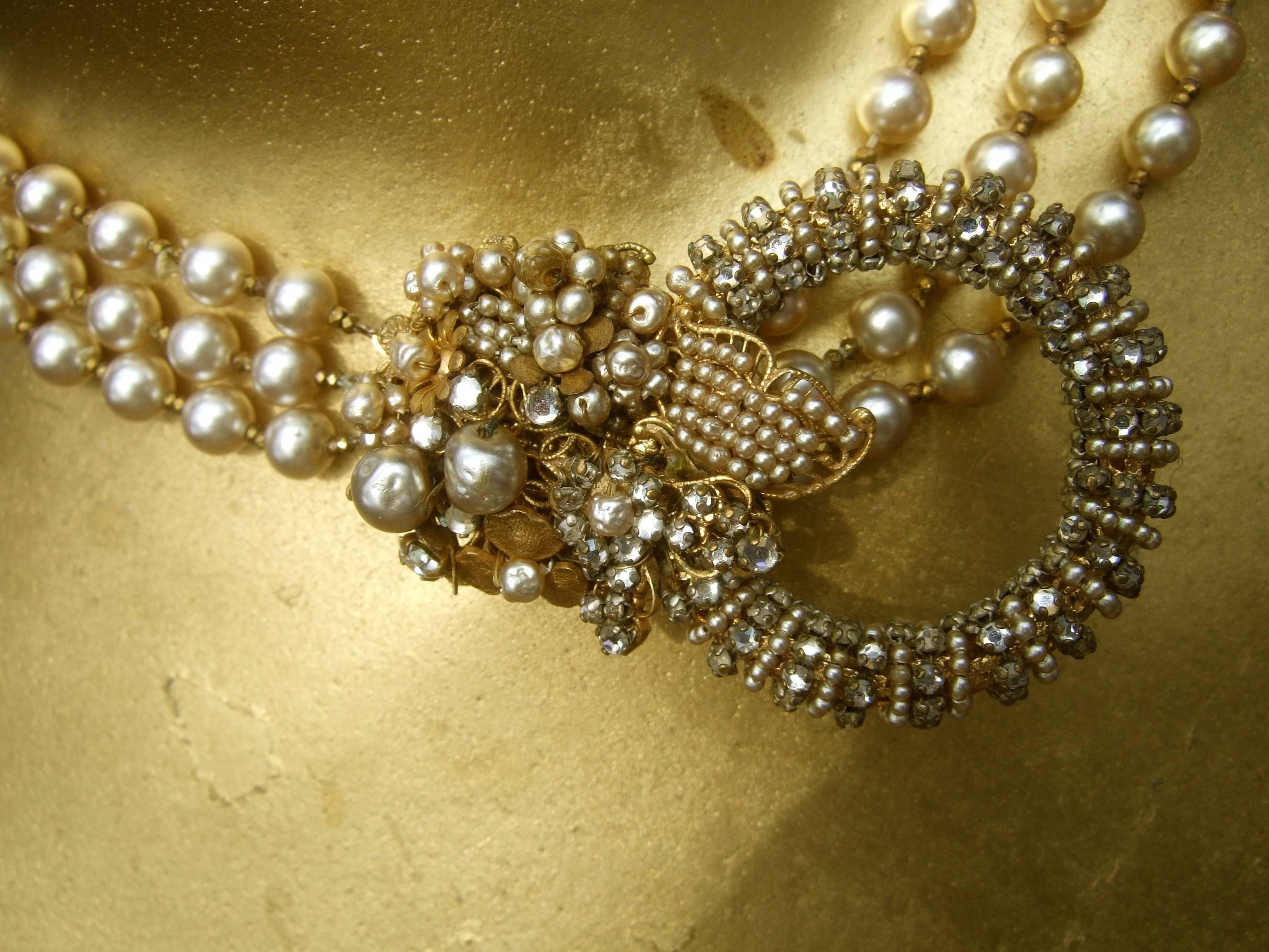 Miriam Haskell Glass Pearl Choker Necklace circa 1950s 13