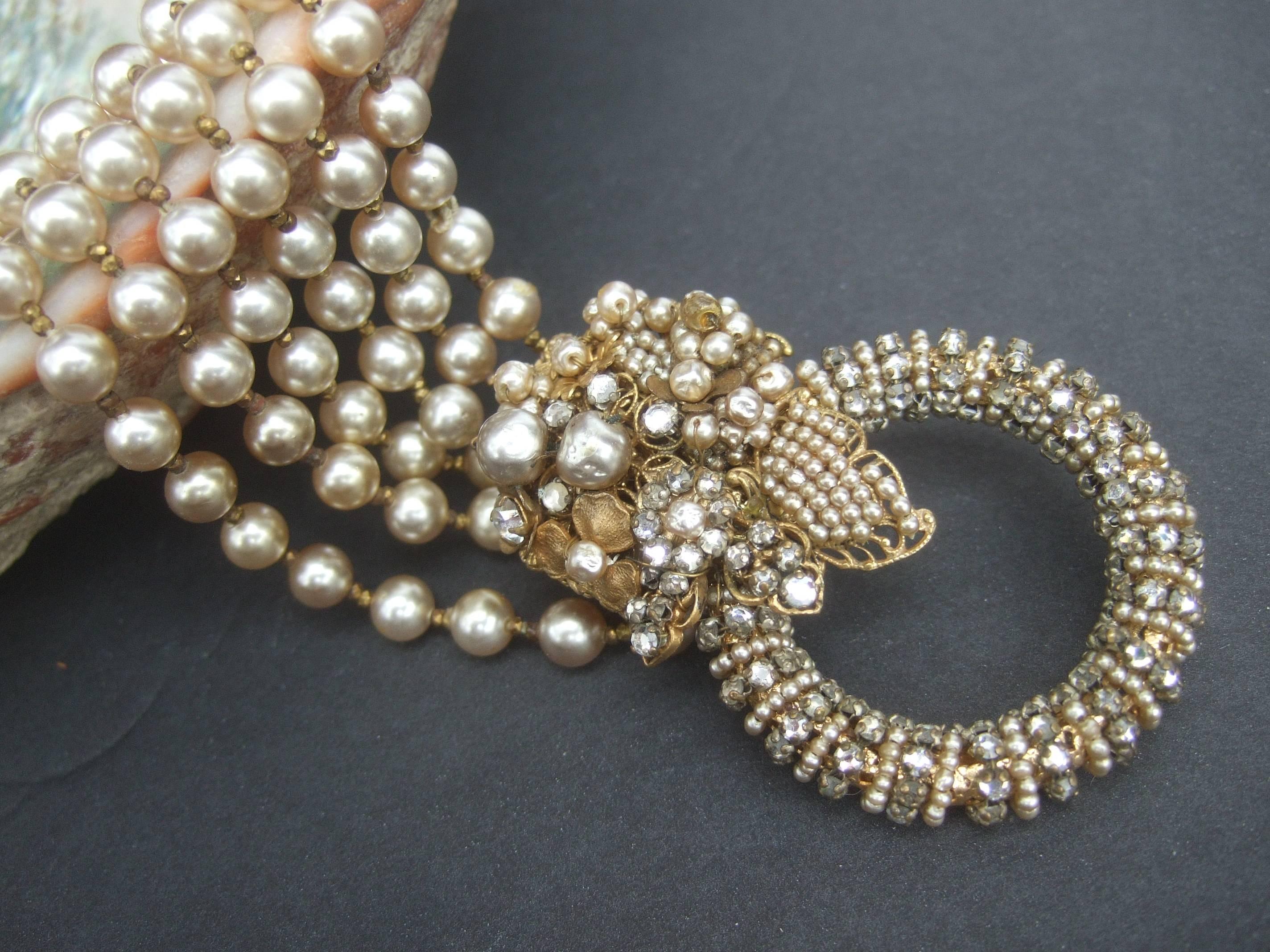 Miriam Haskell Glass Pearl Choker Necklace circa 1950s In Good Condition In University City, MO