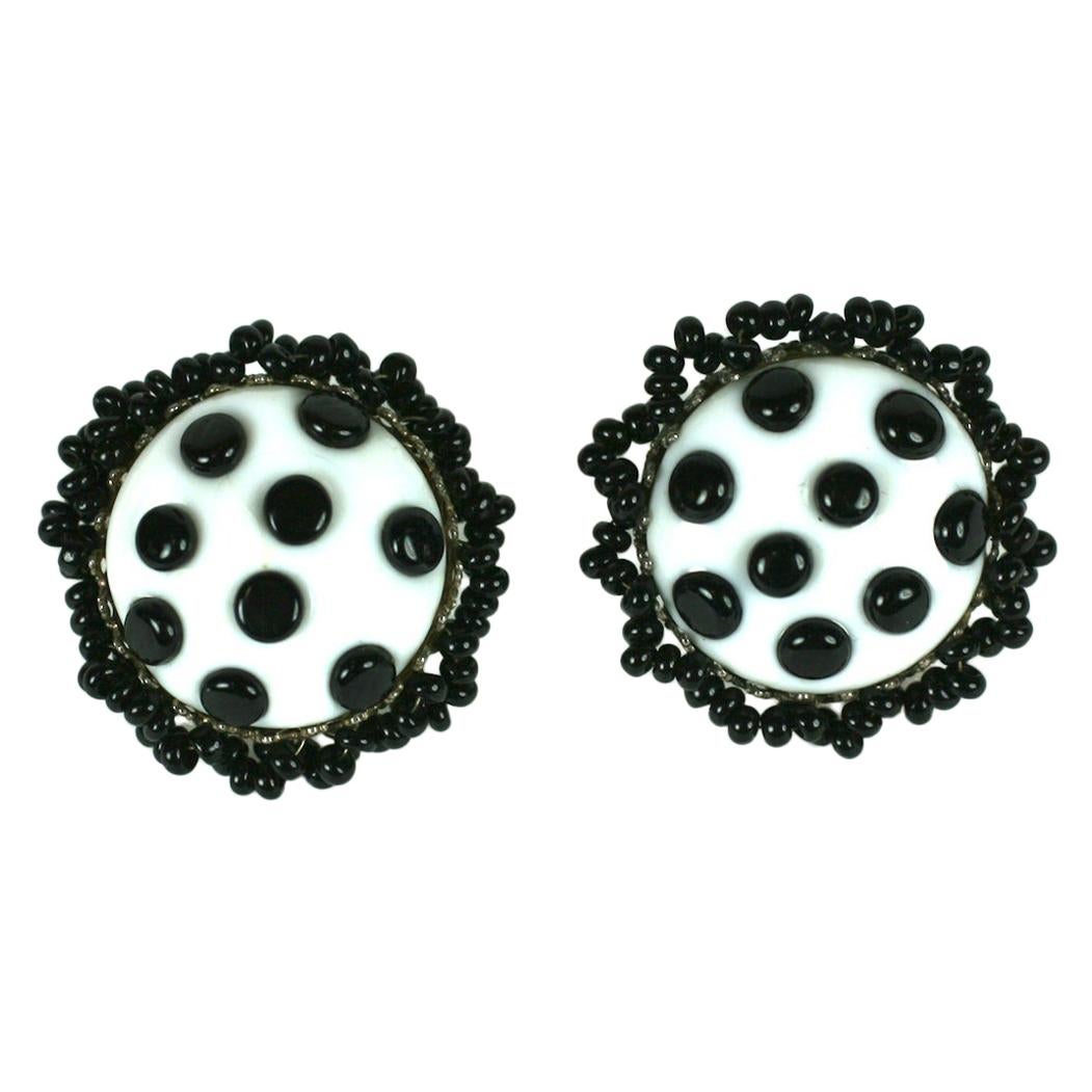 Miriam Haskell Glass Polka Dot Earrings For Sale