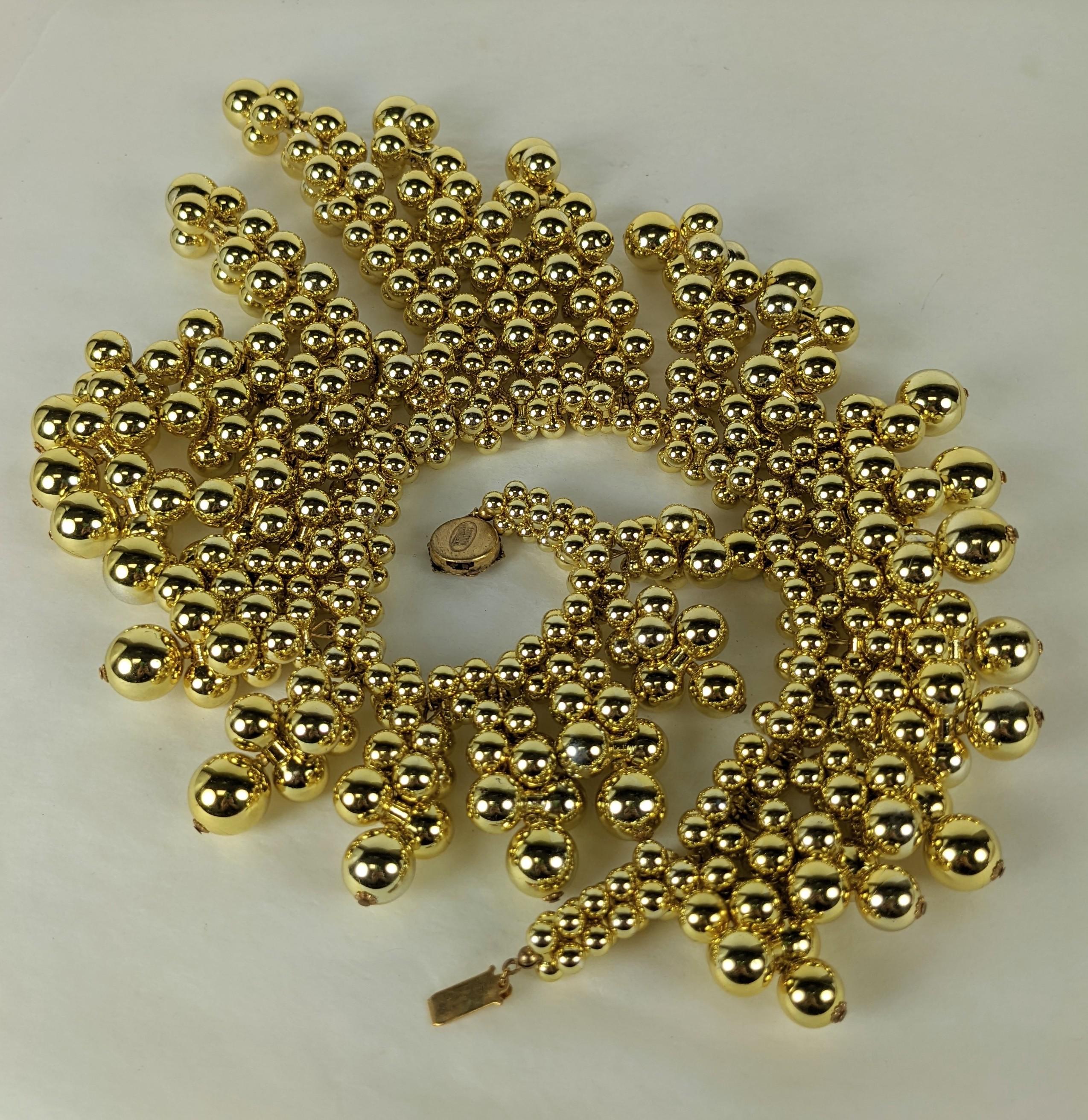 Miriam Haskell Gold Bubbles Bib In Excellent Condition For Sale In New York, NY