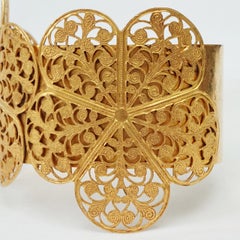 Miriam Haskell Gold Plated Filigree Flower Bangle Bracelet