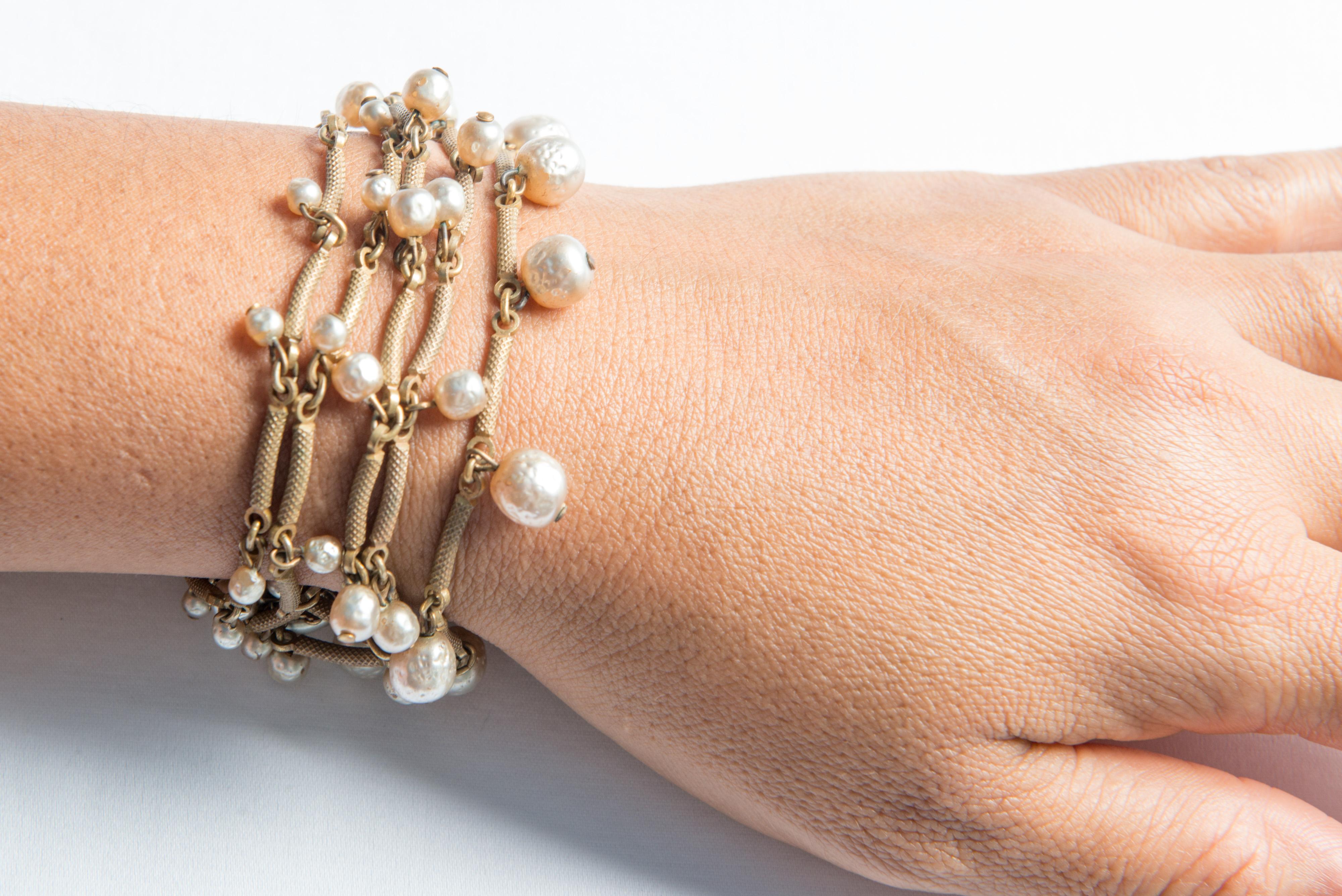 Miriam Haskell - Bracelet de perles en or Bon état - En vente à Stamford, CT