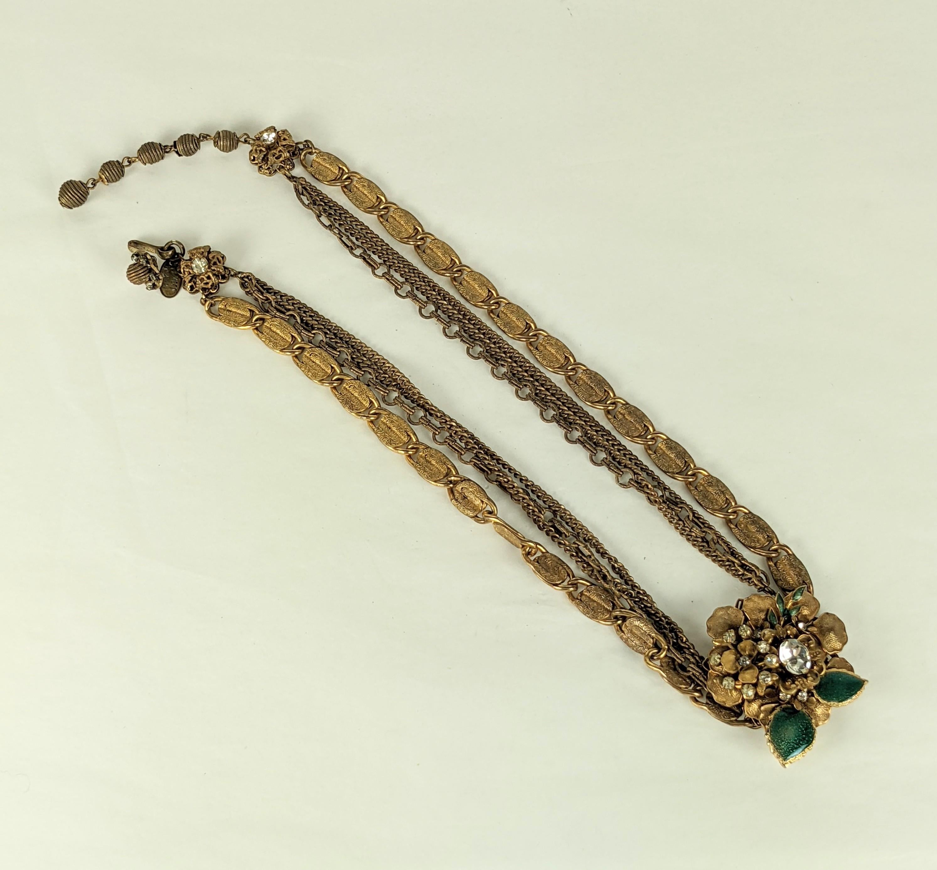 Miriam Haskell Halskette aus grüner Emaille und Paste (Kunsthandwerker*in) im Angebot