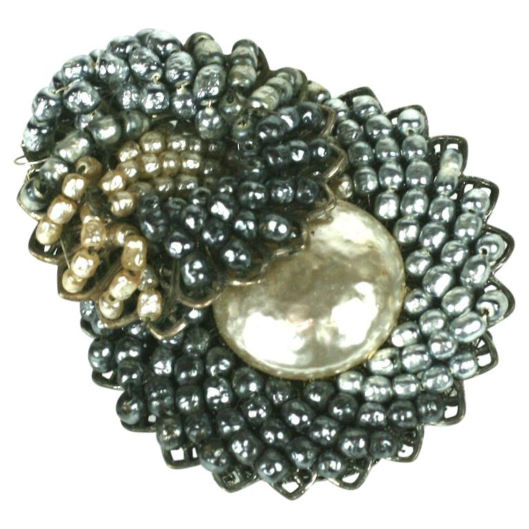 Miriam Haskell Grey Ombre Pearl Brooch For Sale