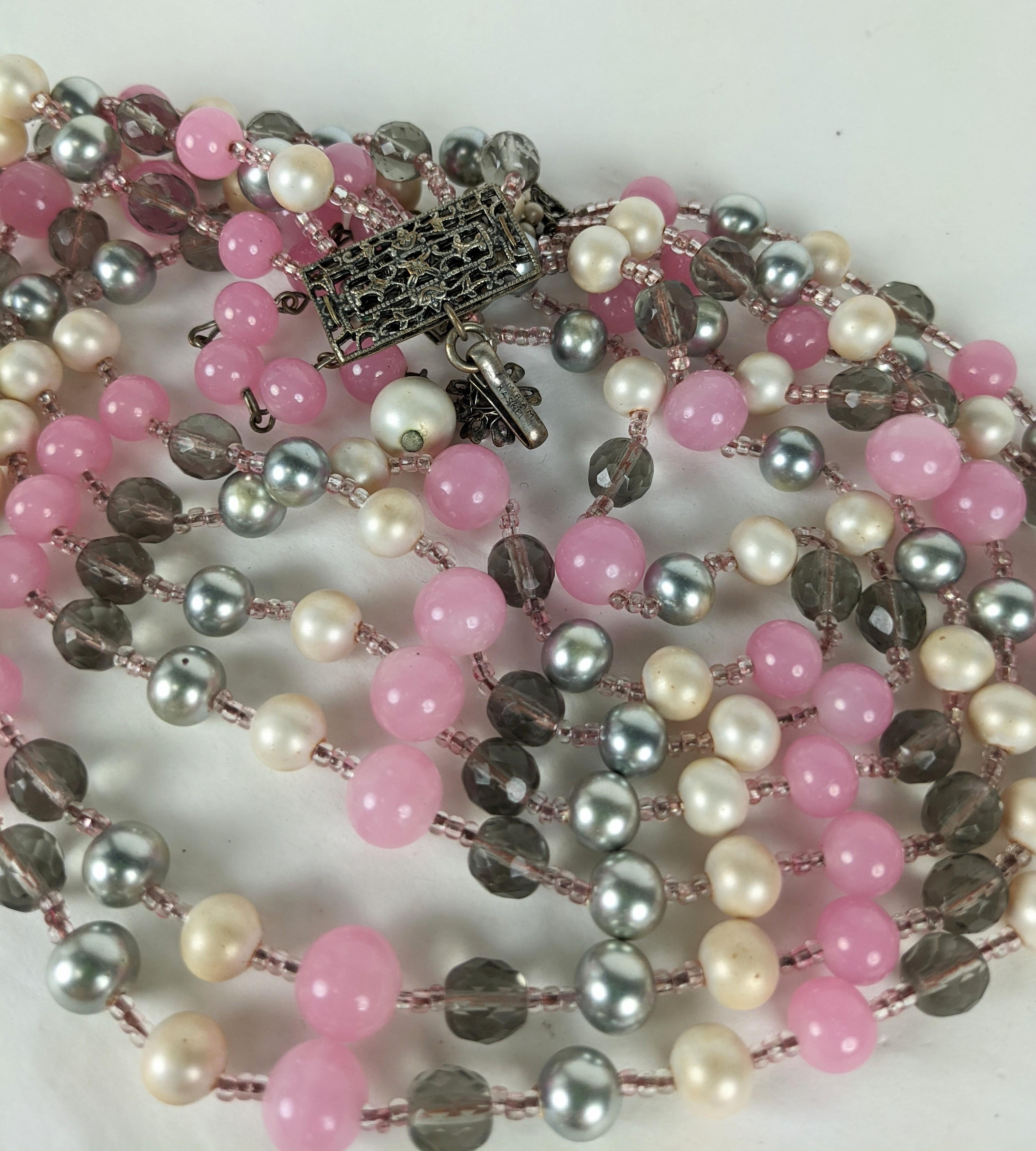 Women's Miriam Haskell Grey, Pink and Freshwater Pearl Beads For Sale