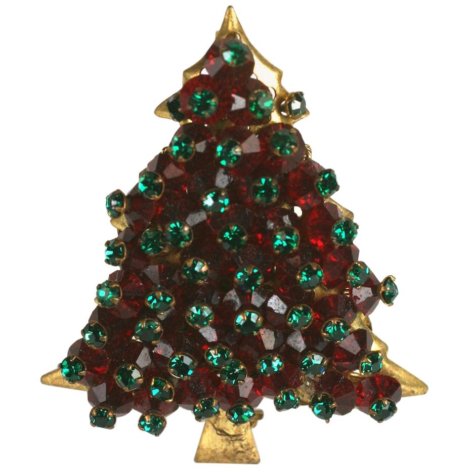 Miriam Haskell Rare Holiday Christmas Tree Brooch For Sale