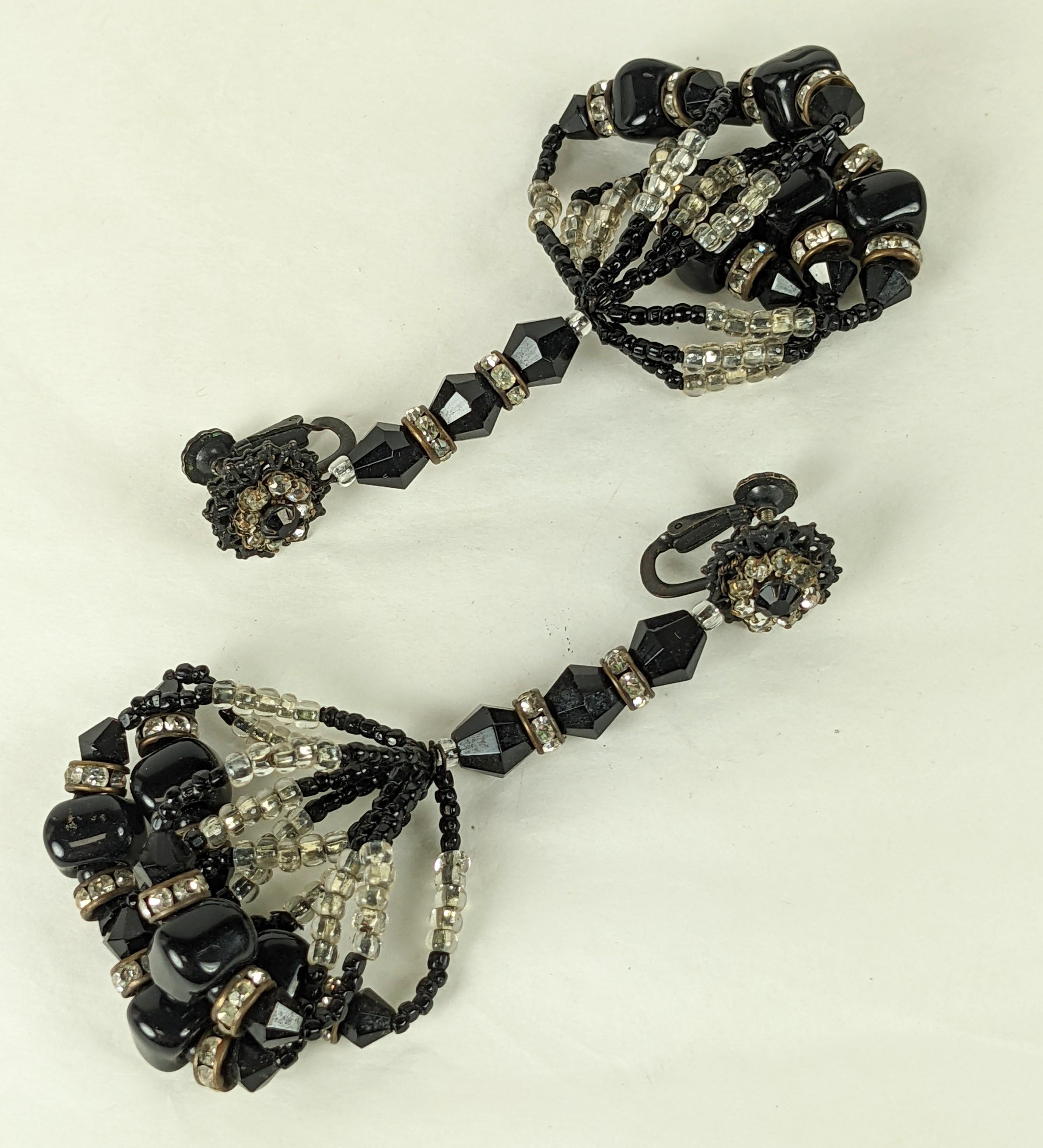 black and gold tassel earrings