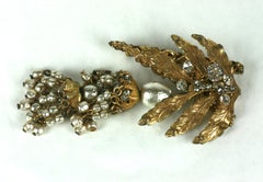 Miriam Haskell Leaf and Pearl Tassel Brooch