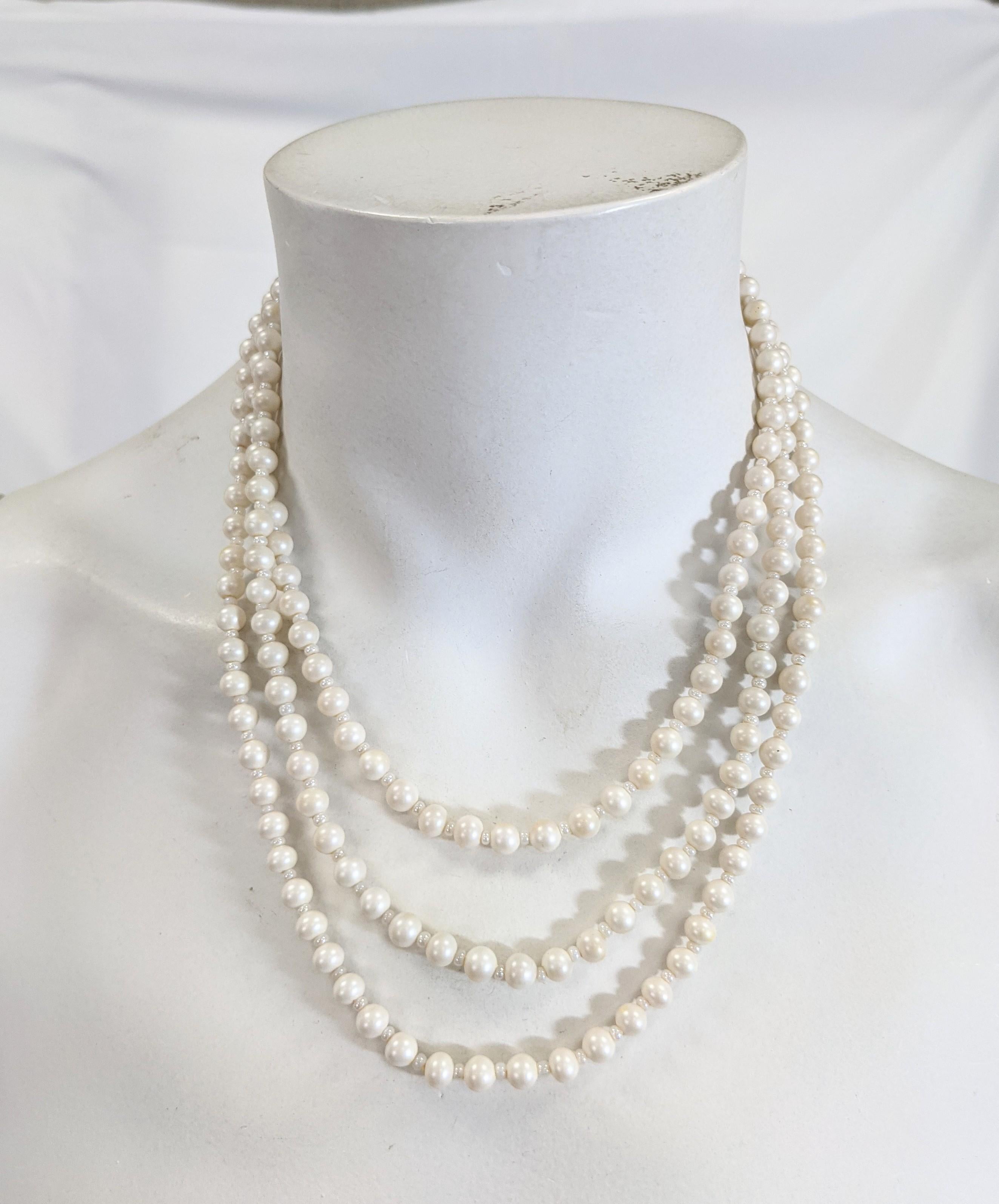 Women's Miriam Haskell Long Faux Pearl Necklace For Sale