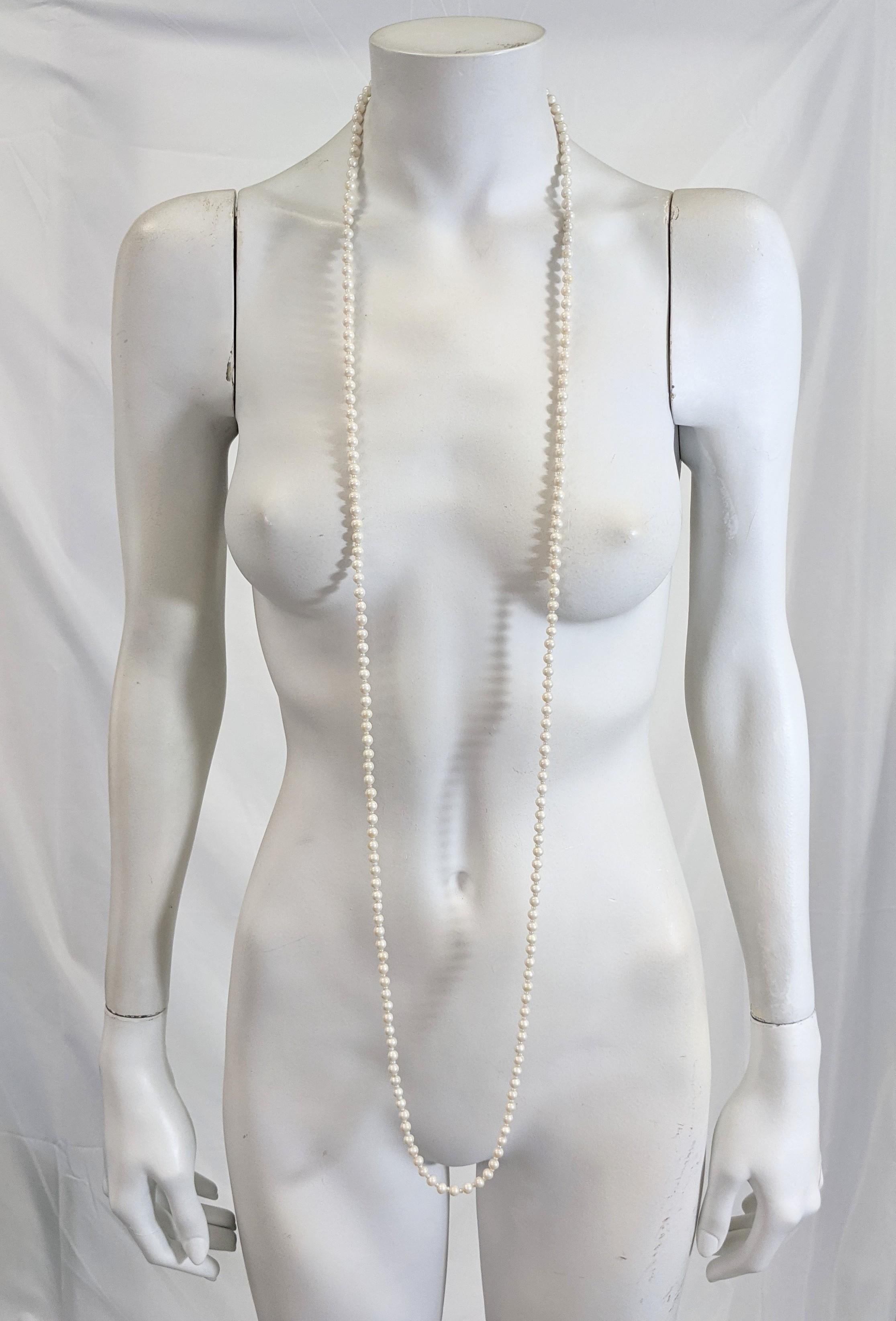 Miriam Haskell Long Faux Pearl Necklace For Sale 2