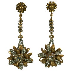 Miriam Haskell Long Flower Pendant Earclips