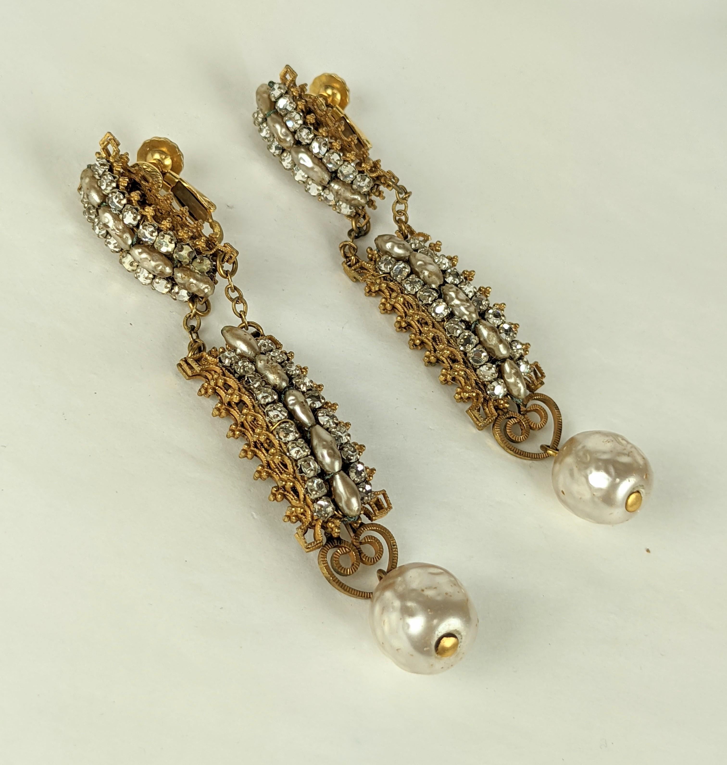 Miriam Haskell Long Rose Montee Earrings For Sale 1