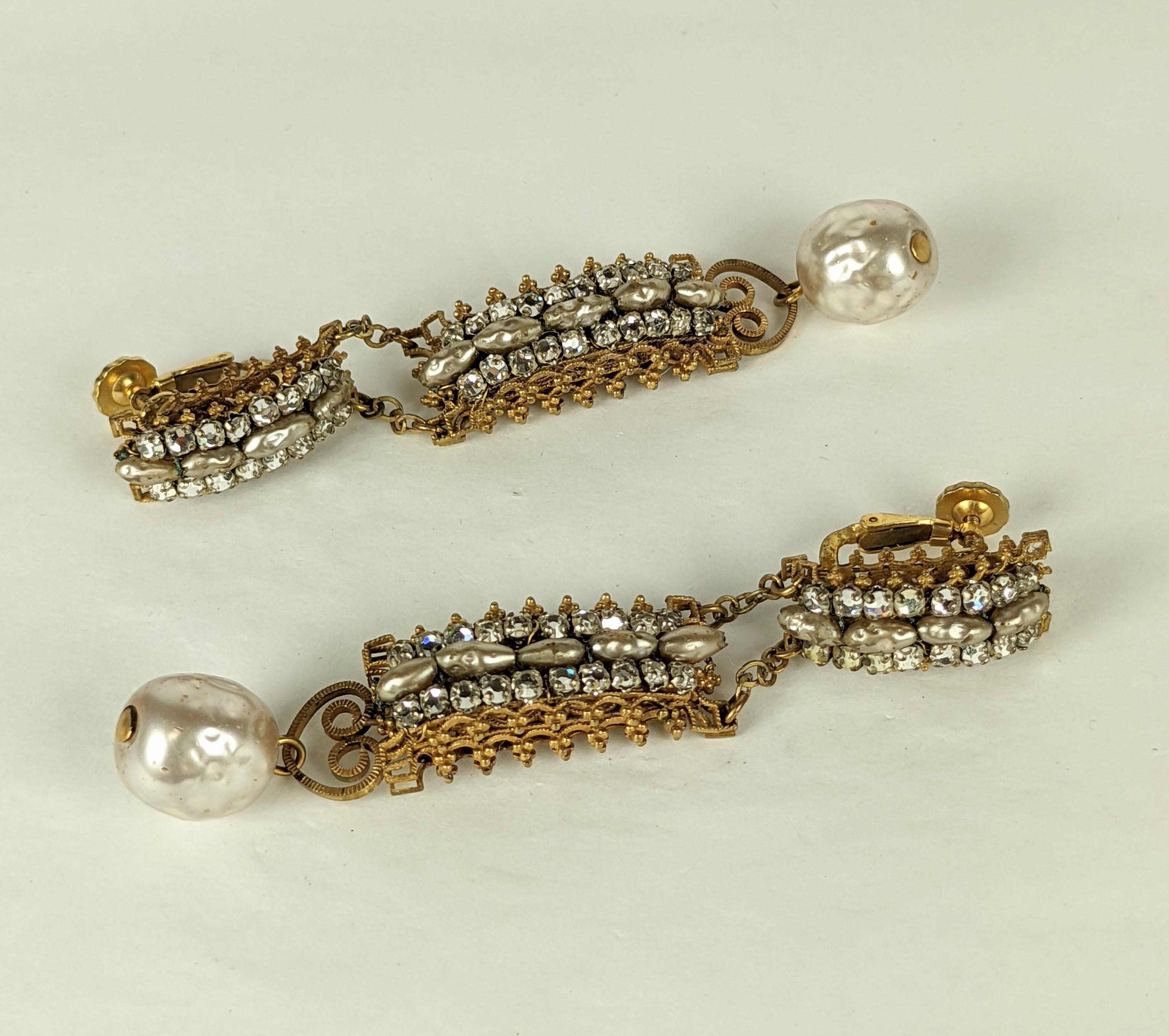 Miriam Haskell Long Rose Montee Earrings For Sale 2