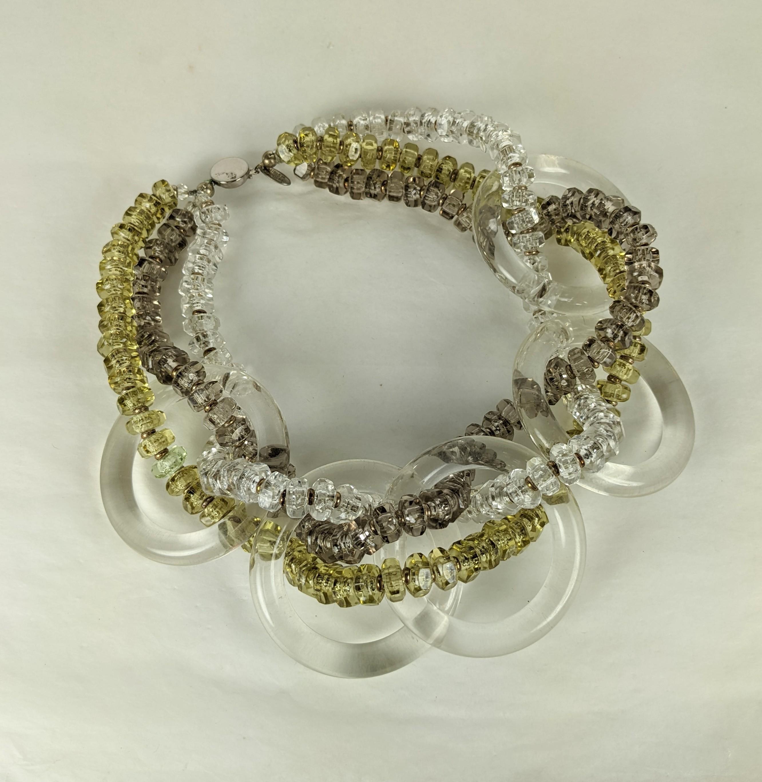 Modernist Miriam Haskell Lucite Hoop Statement Necklace For Sale