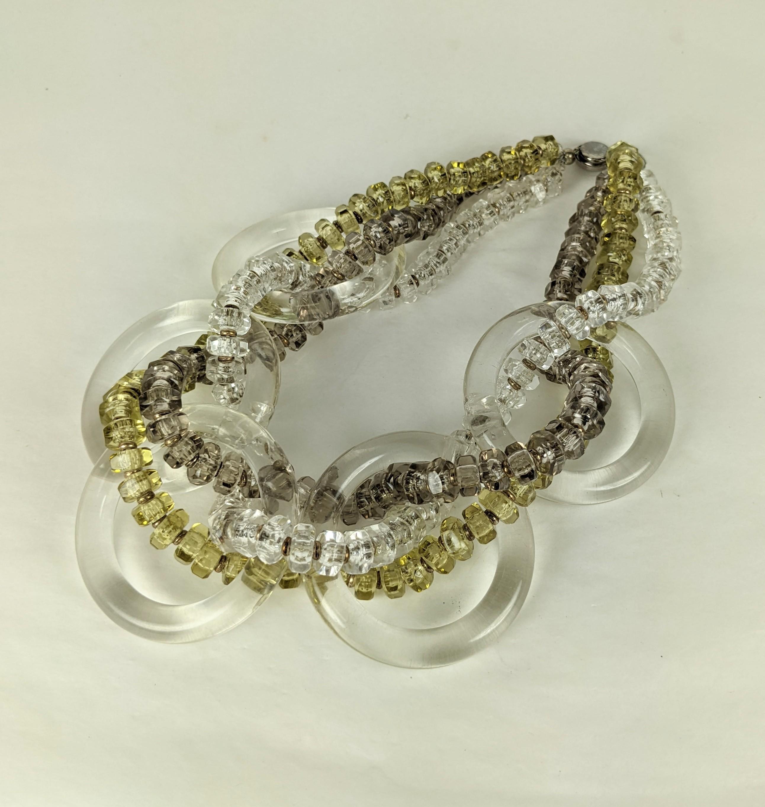 Miriam Haskell Lucite Hoop Statement Necklace In Excellent Condition For Sale In New York, NY