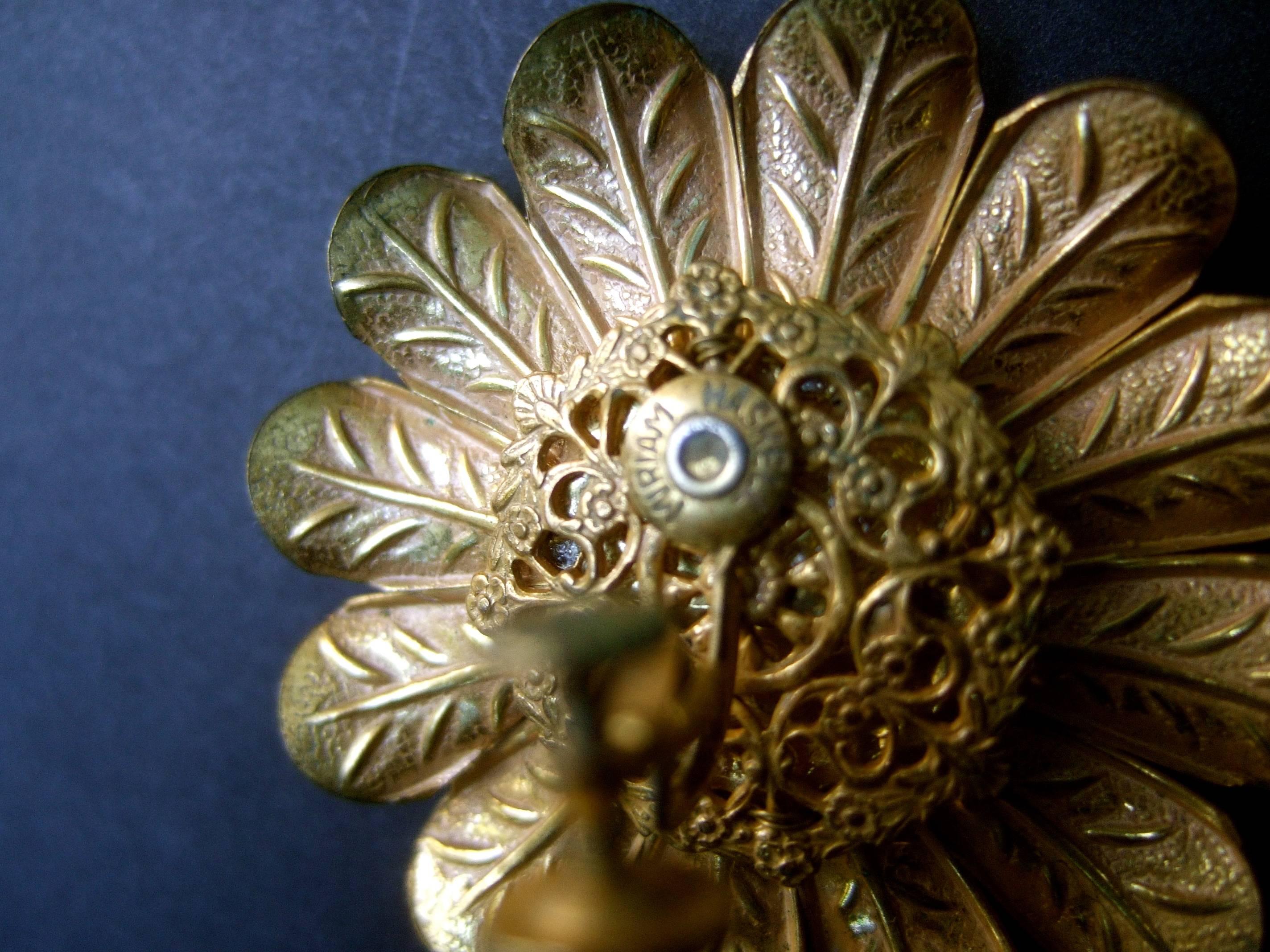 Miriam Haskell Massive Baroque Glass Pearl Sun Flower Earrings circa 1960 5