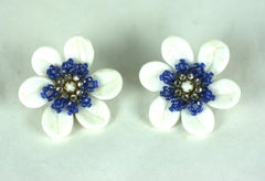 Miriam Haskell Milk Glass Flower Earrings