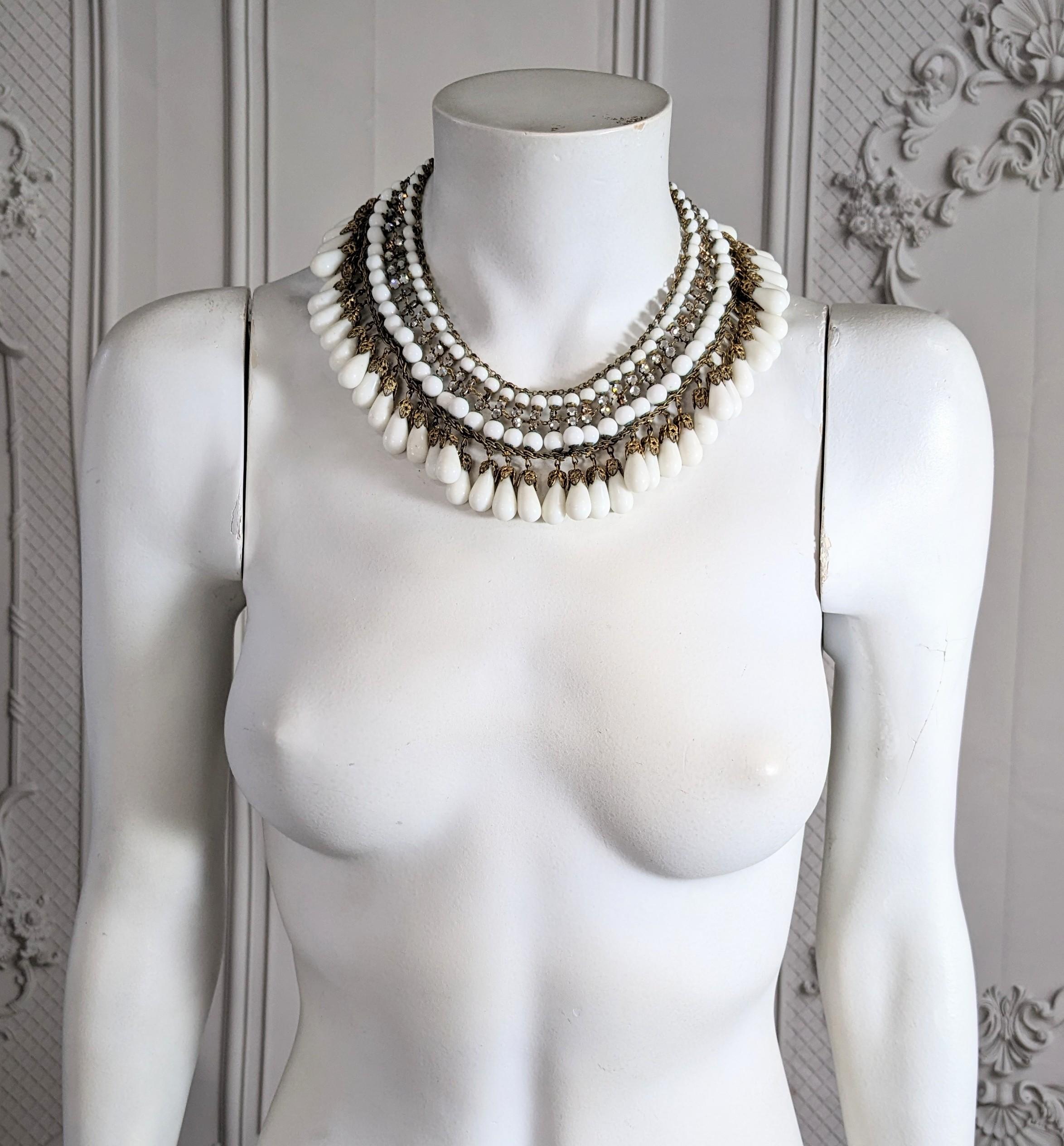 Miriam Haskell Milk Glass Pave Collar For Sale 5
