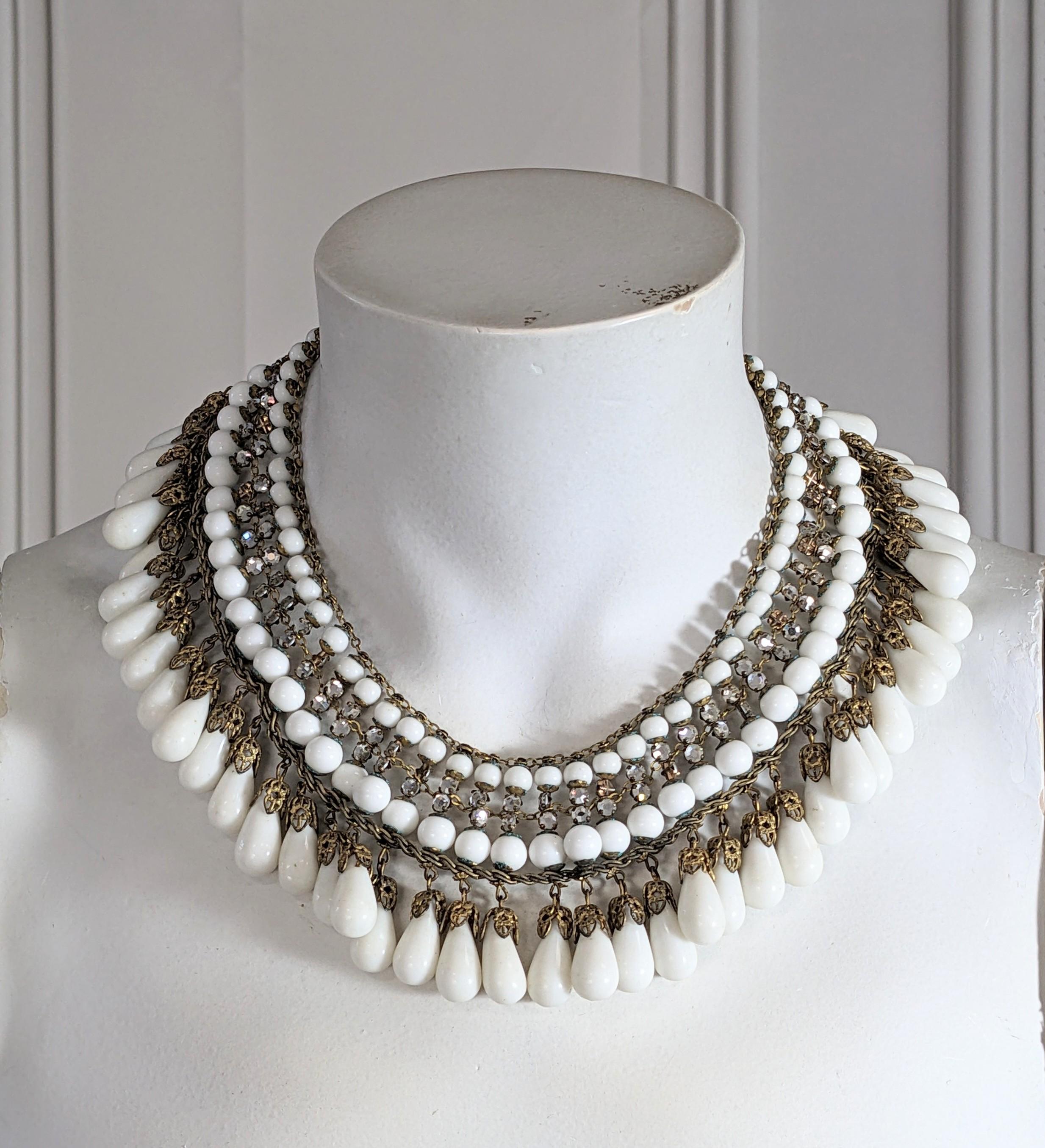 Miriam Haskell Milk Glass Pave Collar For Sale 6