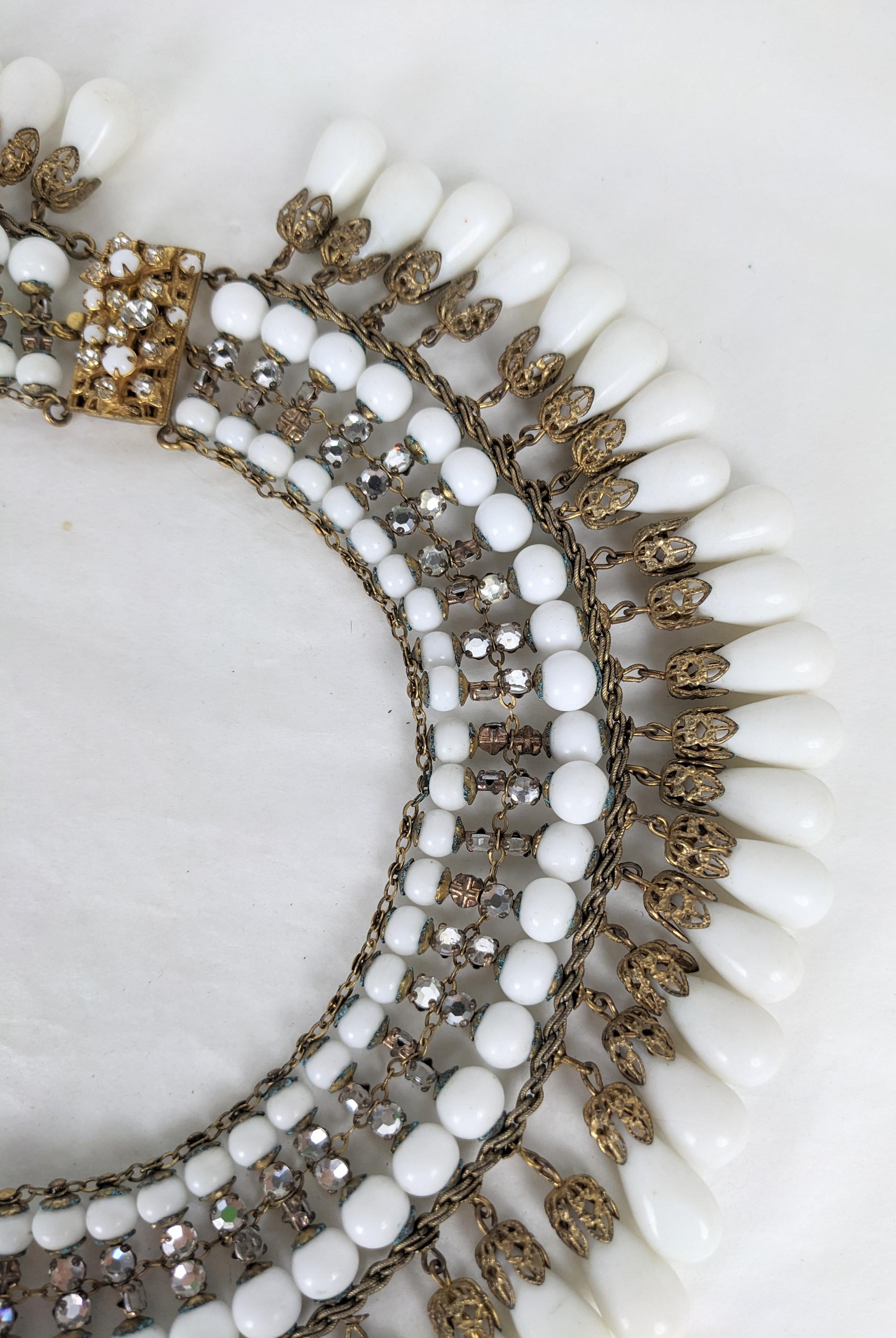 Miriam Haskell Milk Glass Pave Collar In Good Condition For Sale In New York, NY