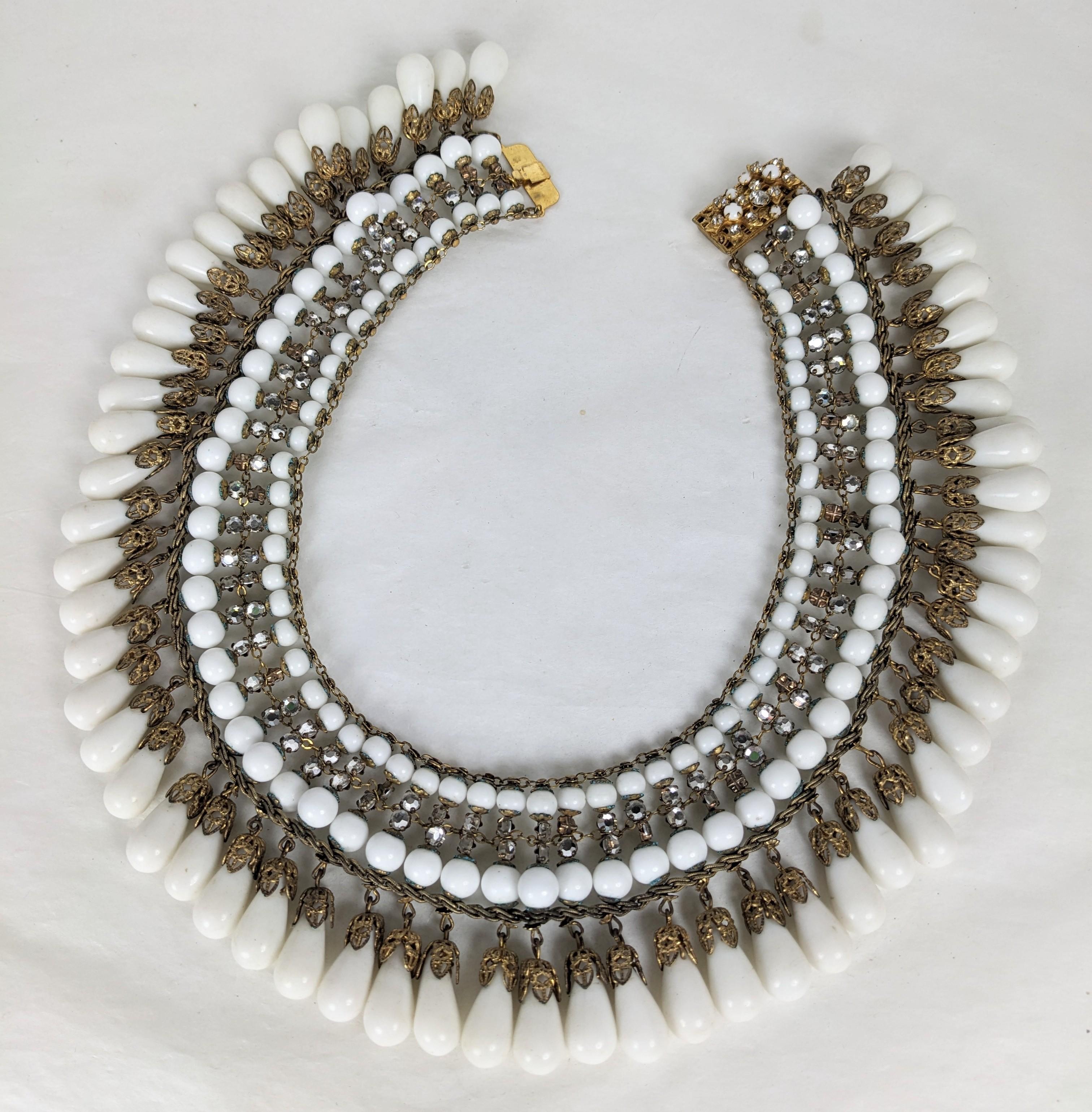 Miriam Haskell Milk Glass Pave Collar For Sale 1
