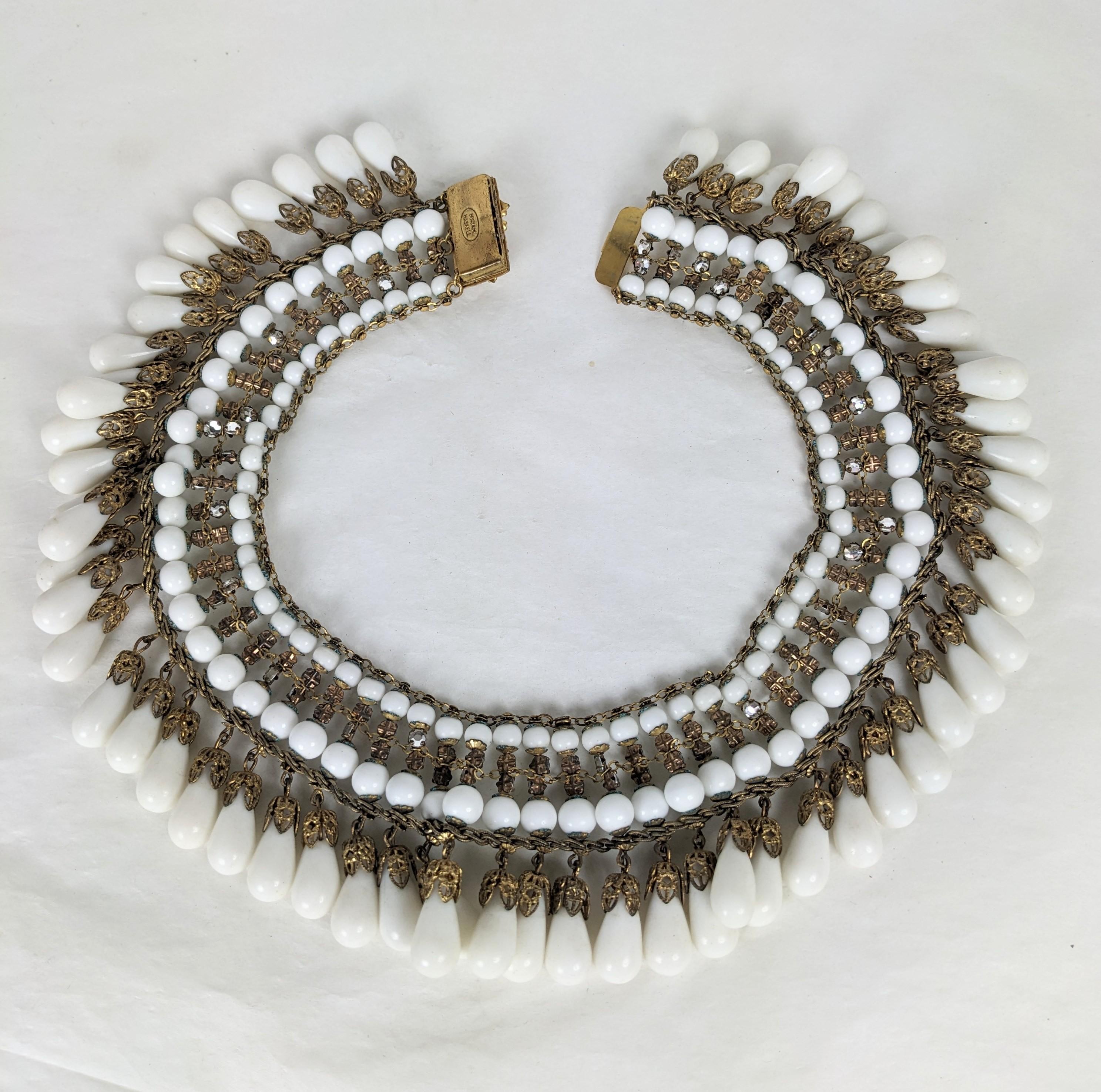 Miriam Haskell Milk Glass Pave Collar For Sale 2