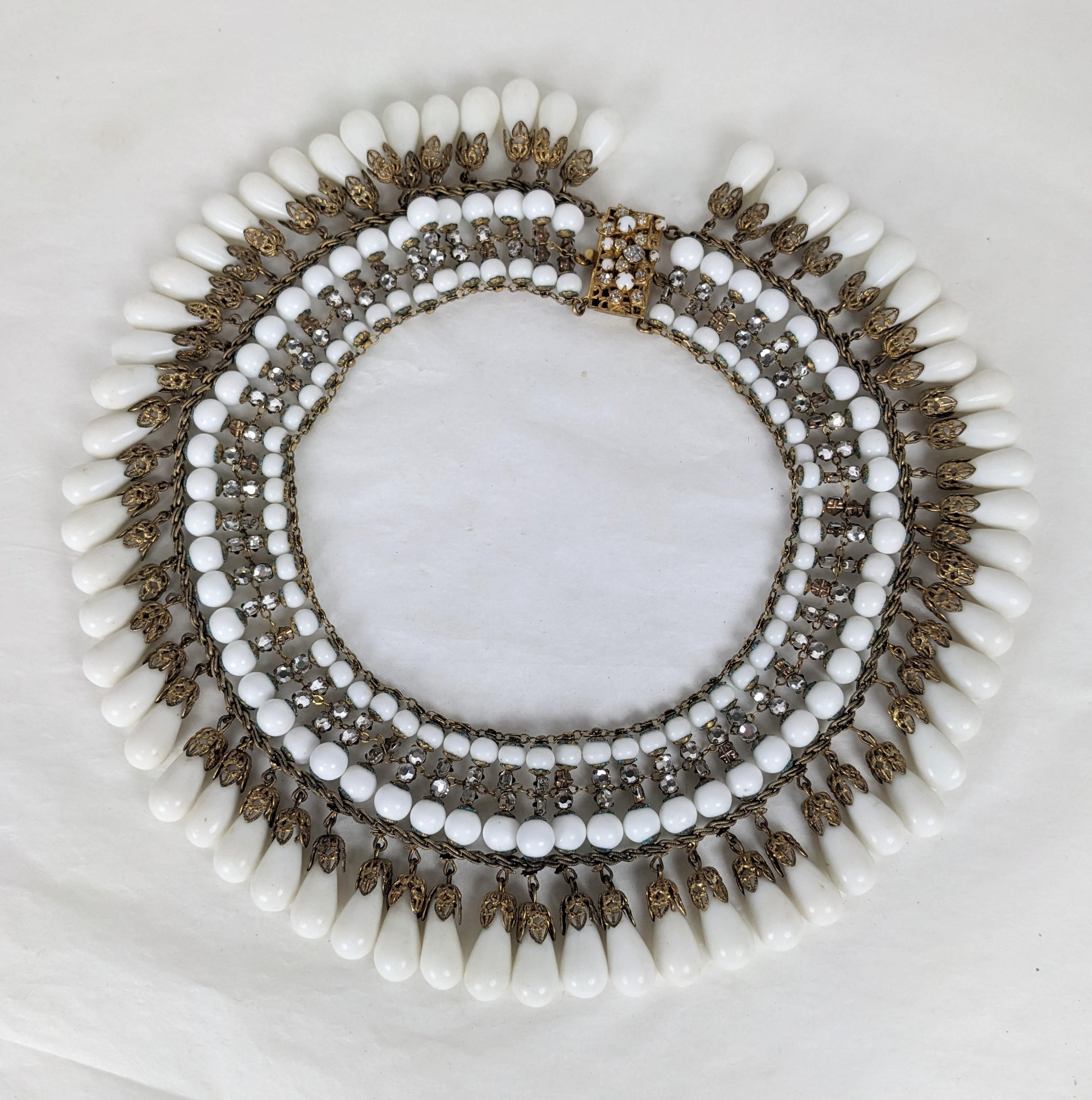 Miriam Haskell Milk Glass Pave Collar For Sale 4
